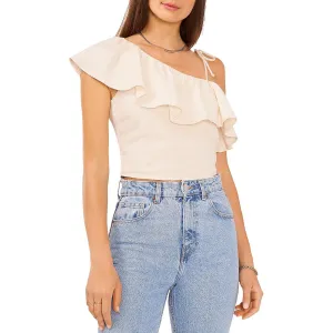 1.State Womens Linen Blend Cropped Blouse