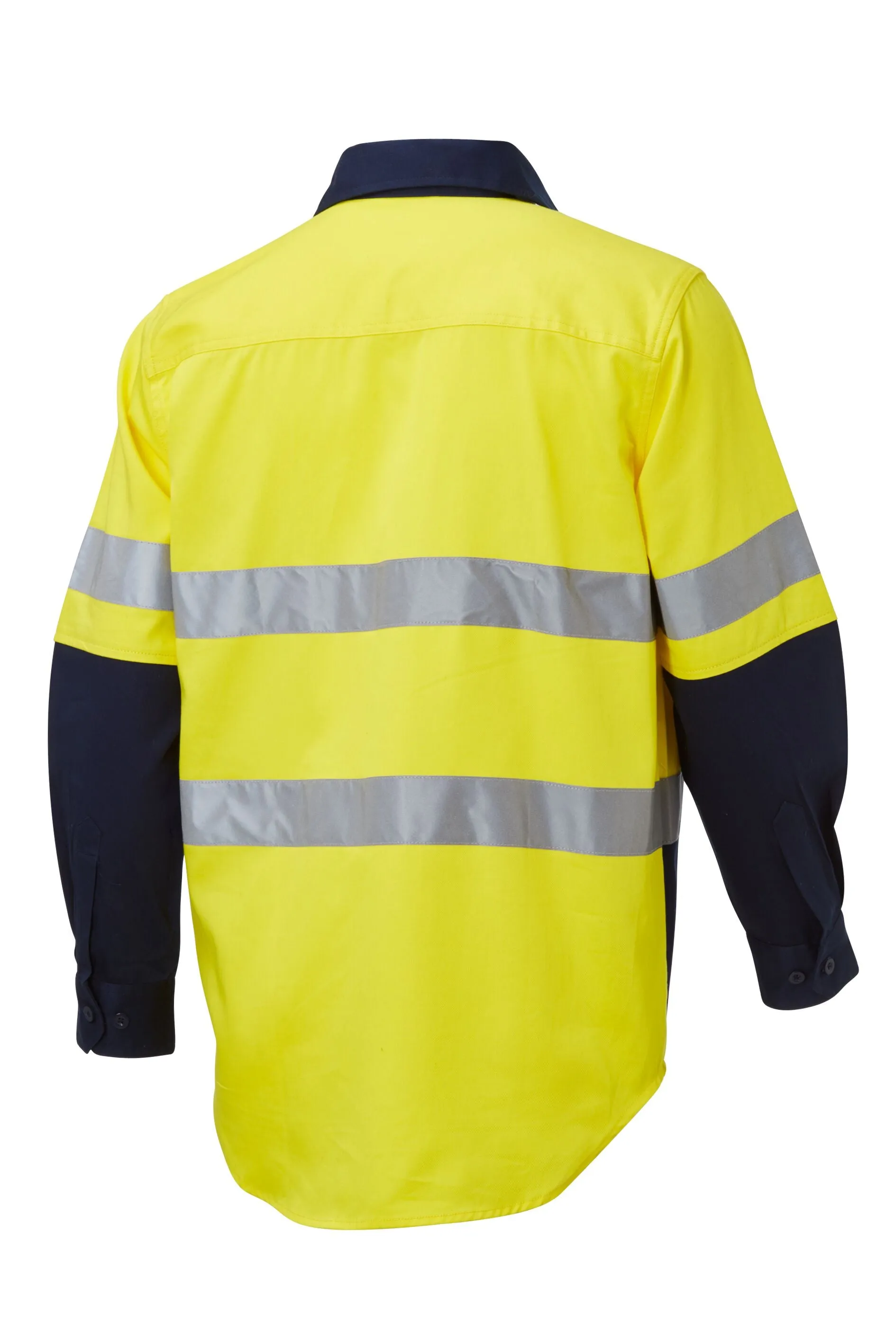 7WM415 SHIRT L/SLEEVE MASTER HI VIS D/N 2 TONE 190GSM COTTON DRILL - CLOSED FRONT