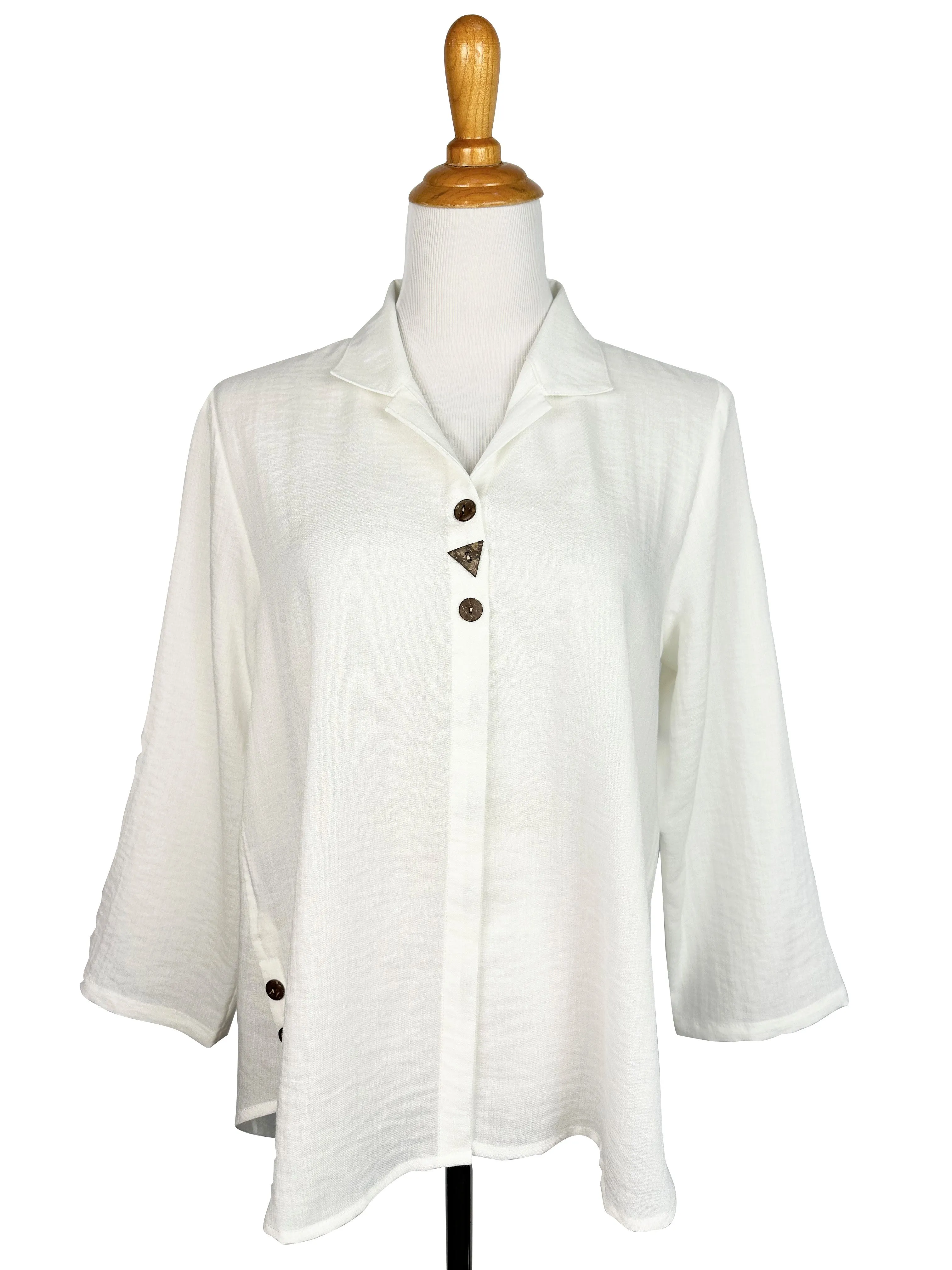 AA379 - Mia Mixed Buttons Linen Blouse