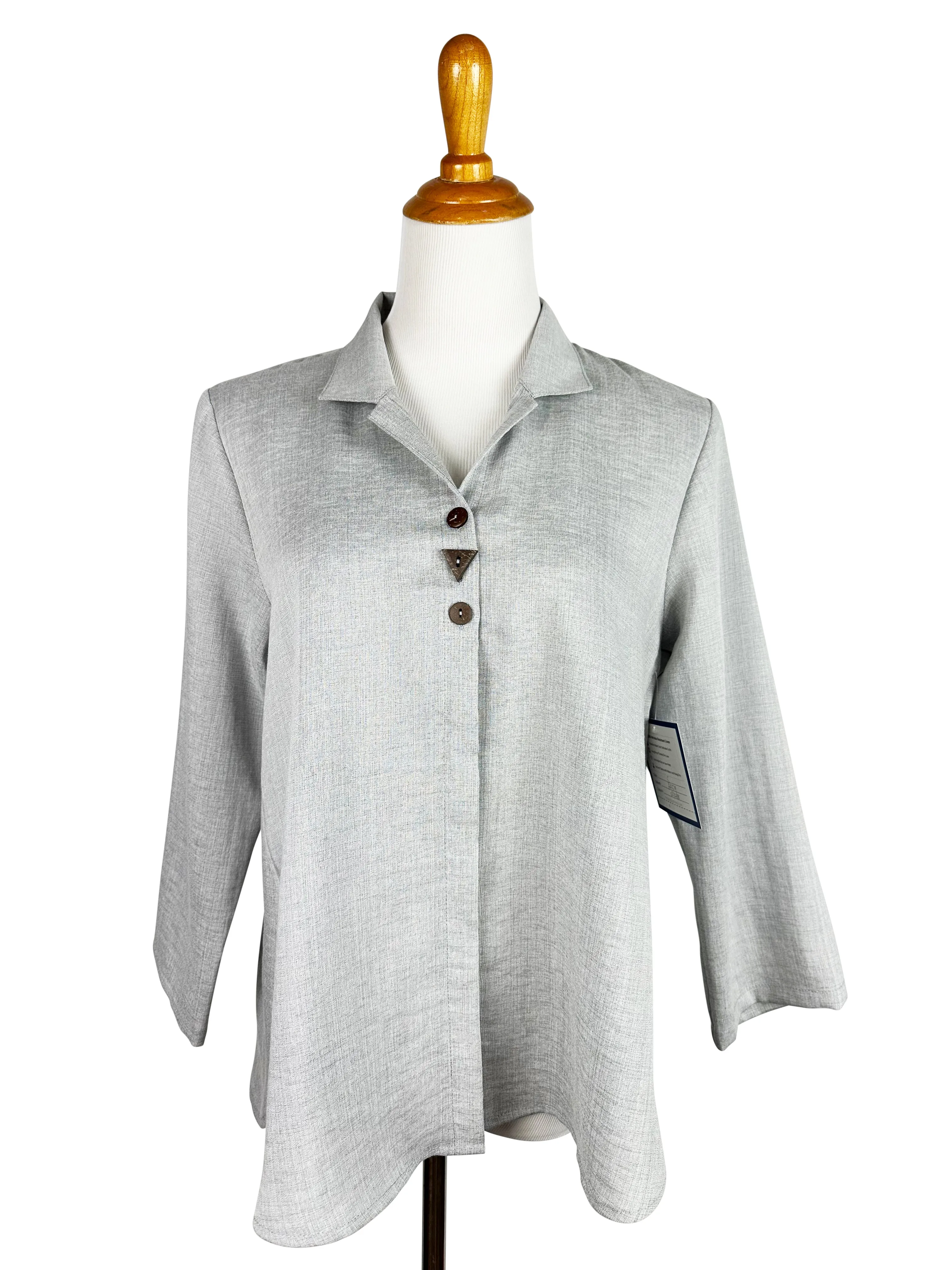 AA379 - Mia Mixed Buttons Linen Blouse