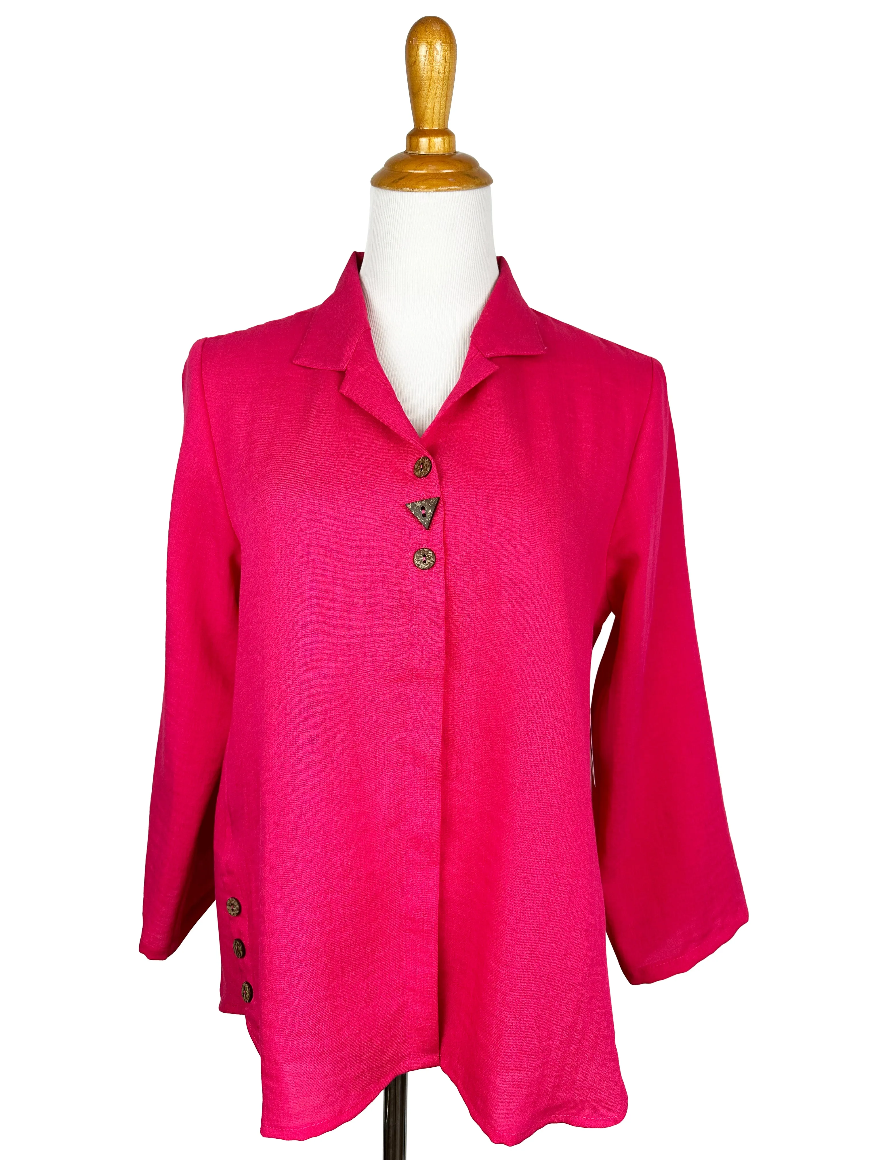 AA379 - Mia Mixed Buttons Linen Blouse