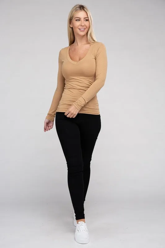 Ambiance Essential V-Neck Long Sleeve T-Shirt