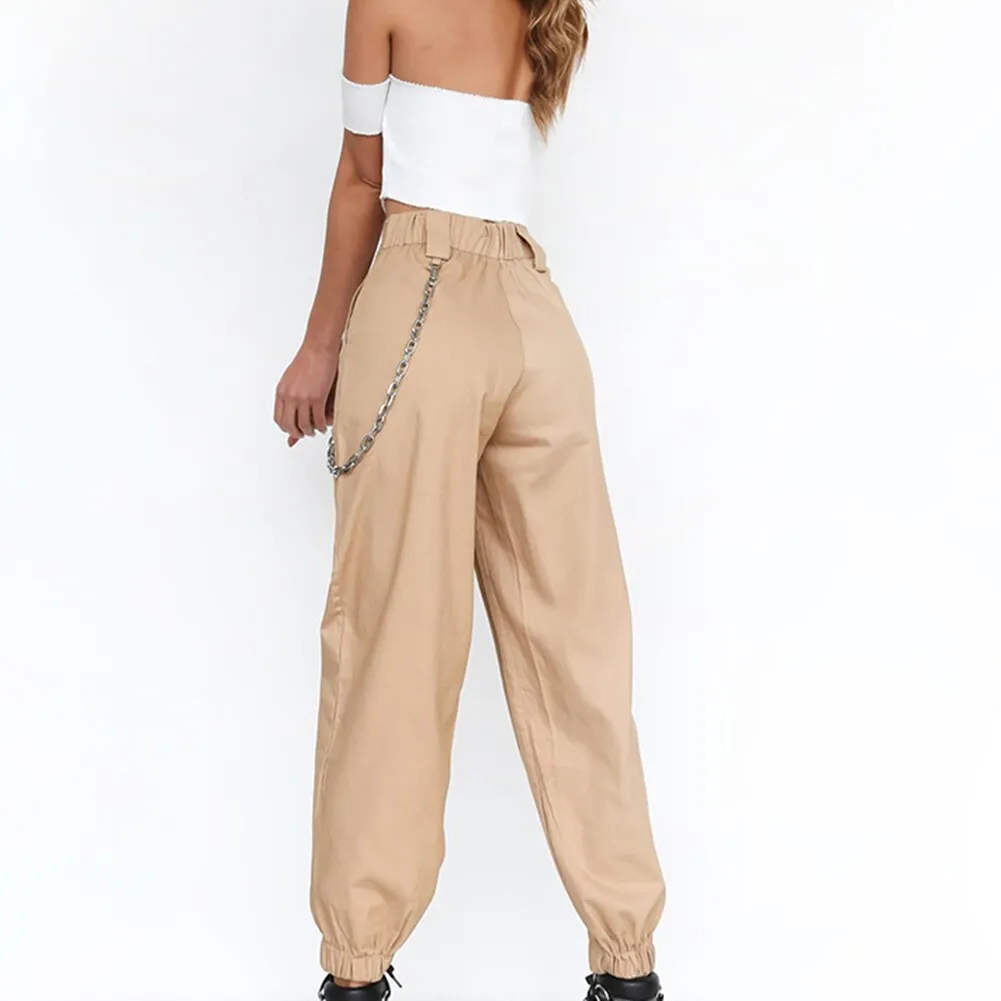 Amy Fashion - Chain Loose Pants Hip Pop Trousers Streetwear