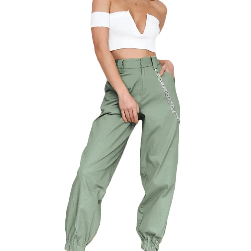 Amy Fashion - Chain Loose Pants Hip Pop Trousers Streetwear