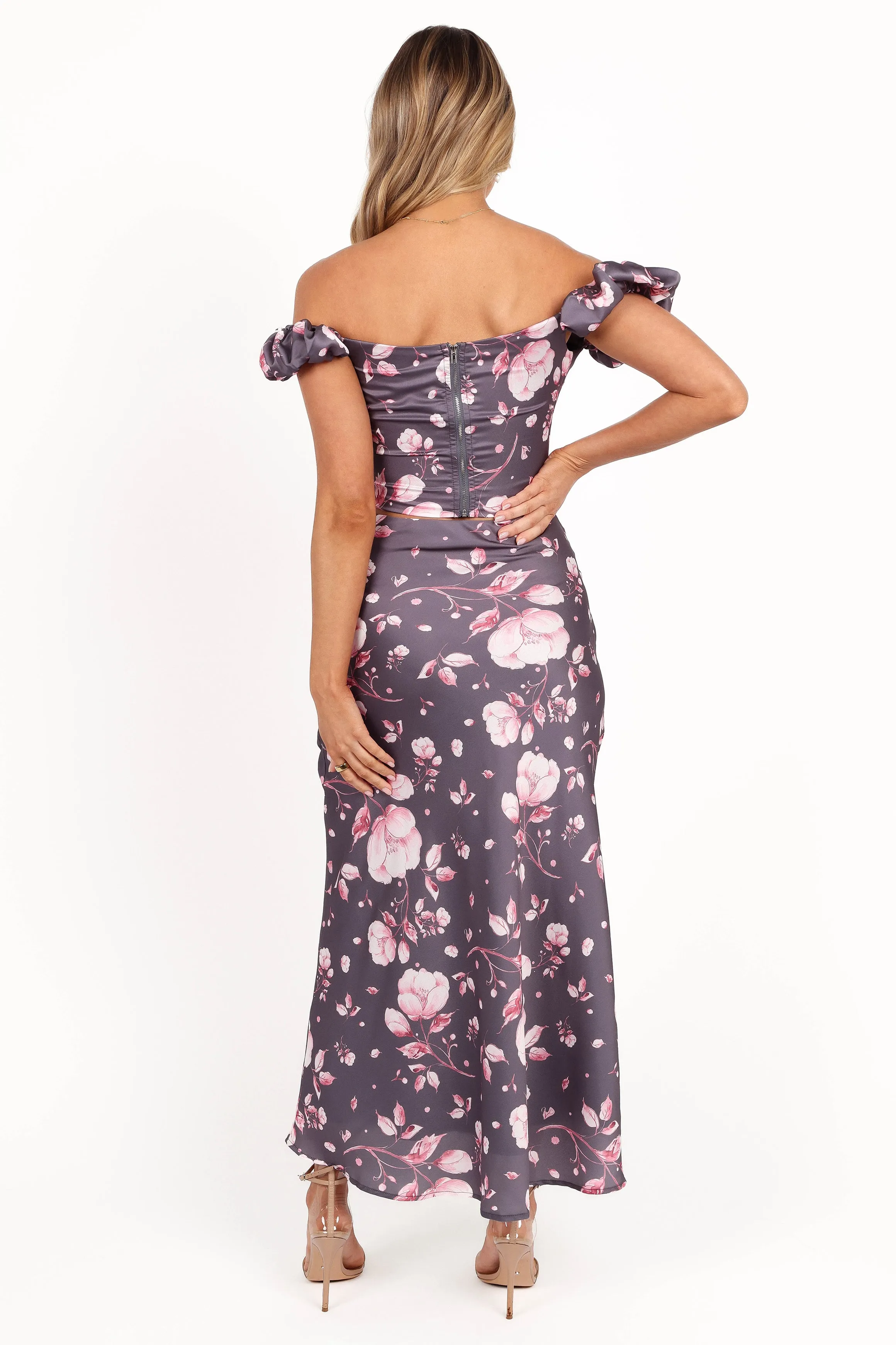 Arabella Two Piece Set - Steel Grey Floral