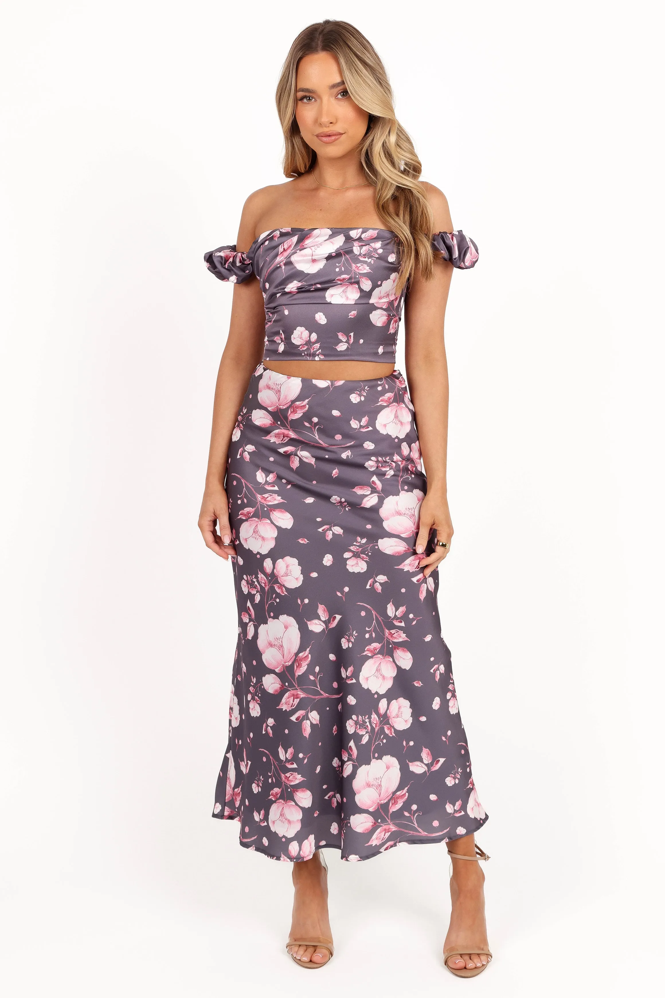 Arabella Two Piece Set - Steel Grey Floral