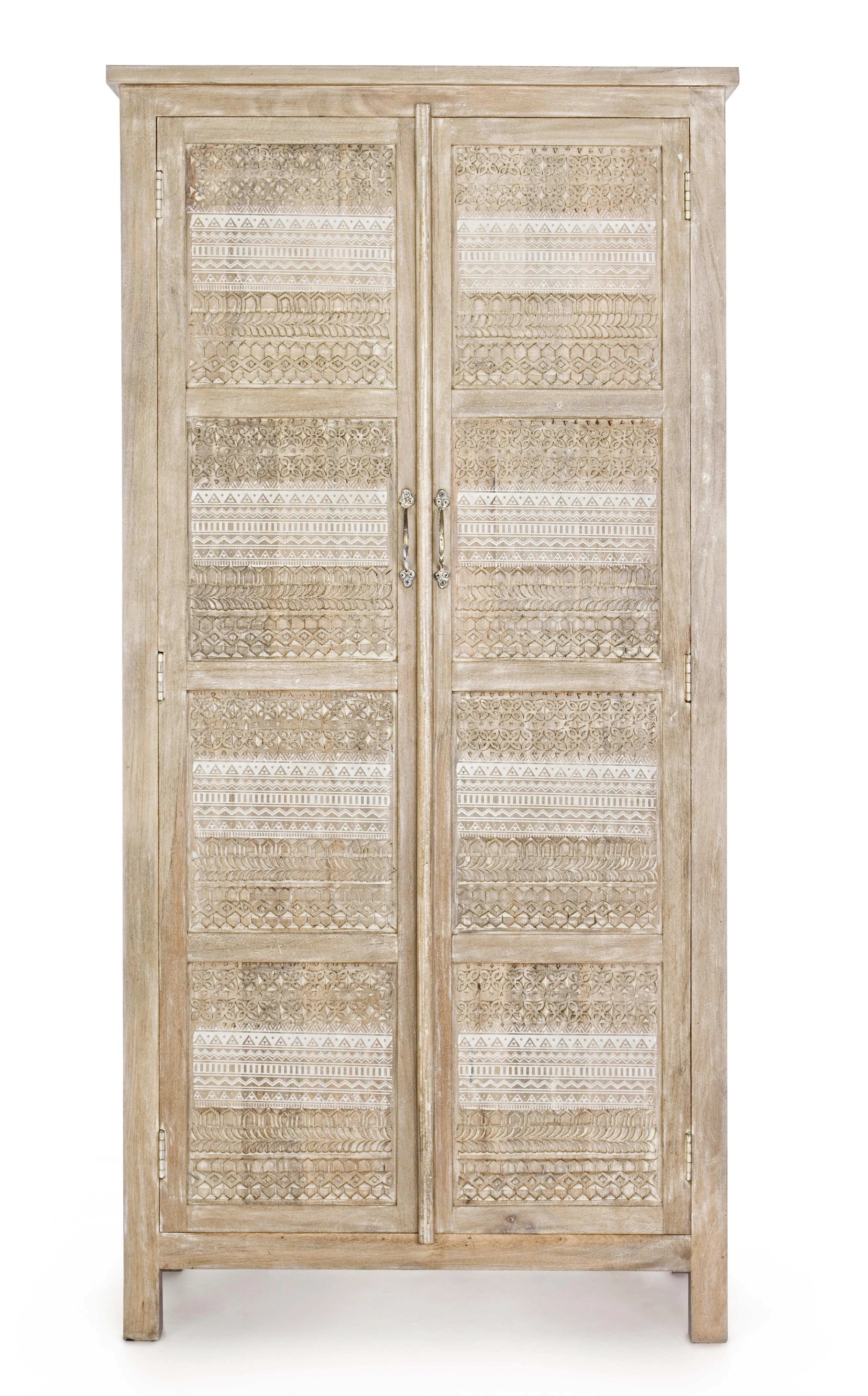 Armadio etnico indiano shabby-chic in legno massello 2 ante