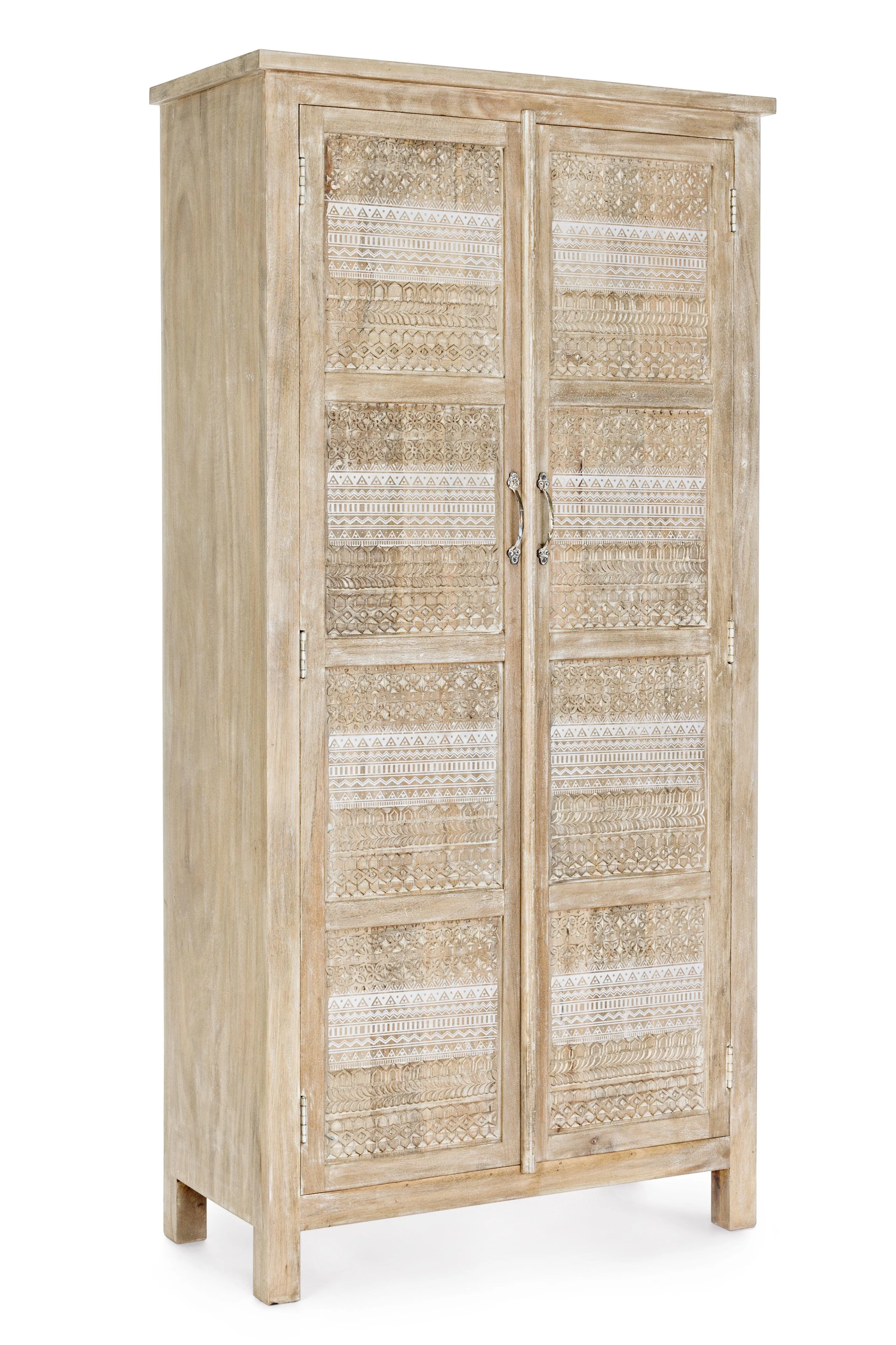 Armadio etnico indiano shabby-chic in legno massello 2 ante