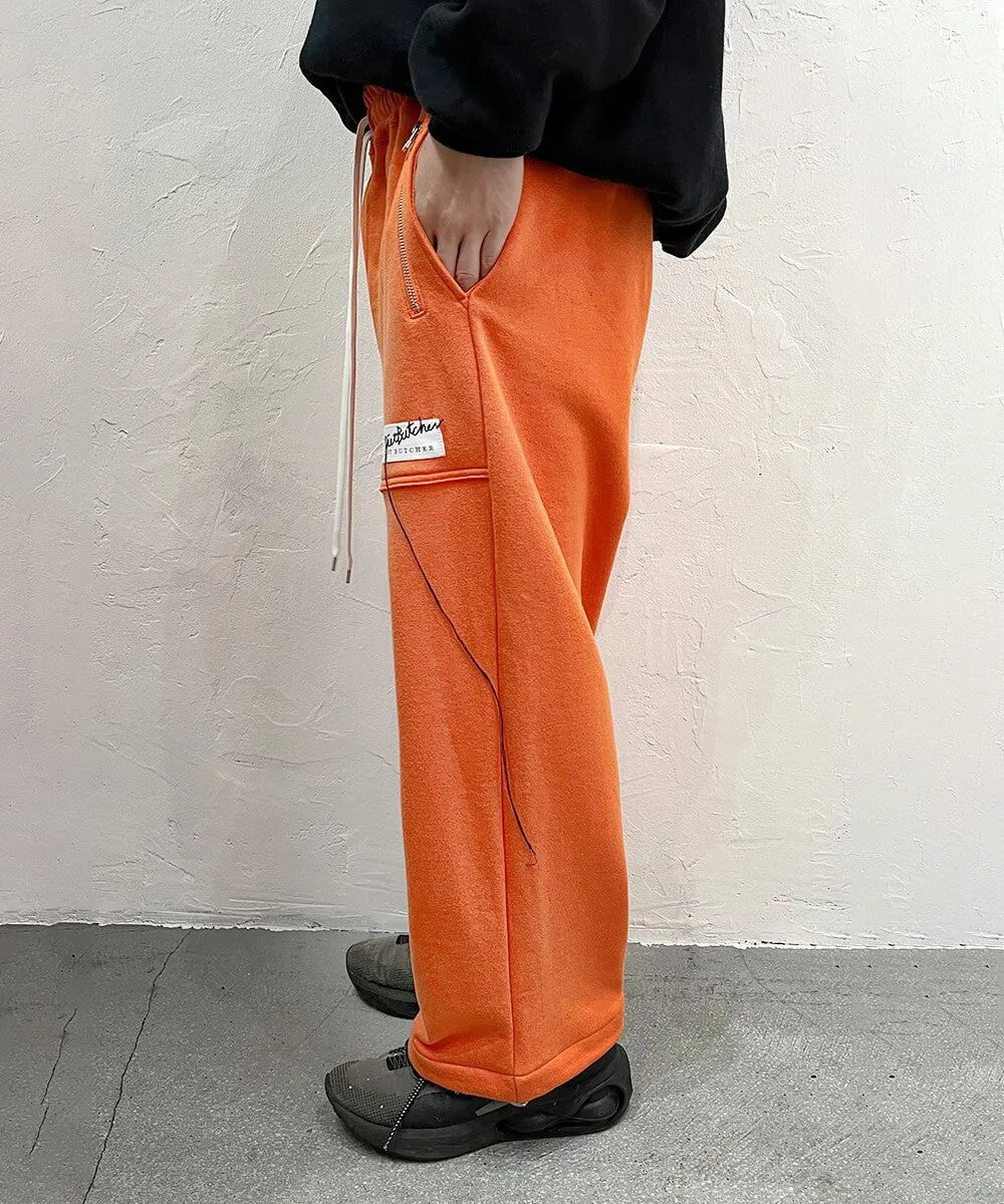 Basic line _ Cropped wide pants - ORANGE