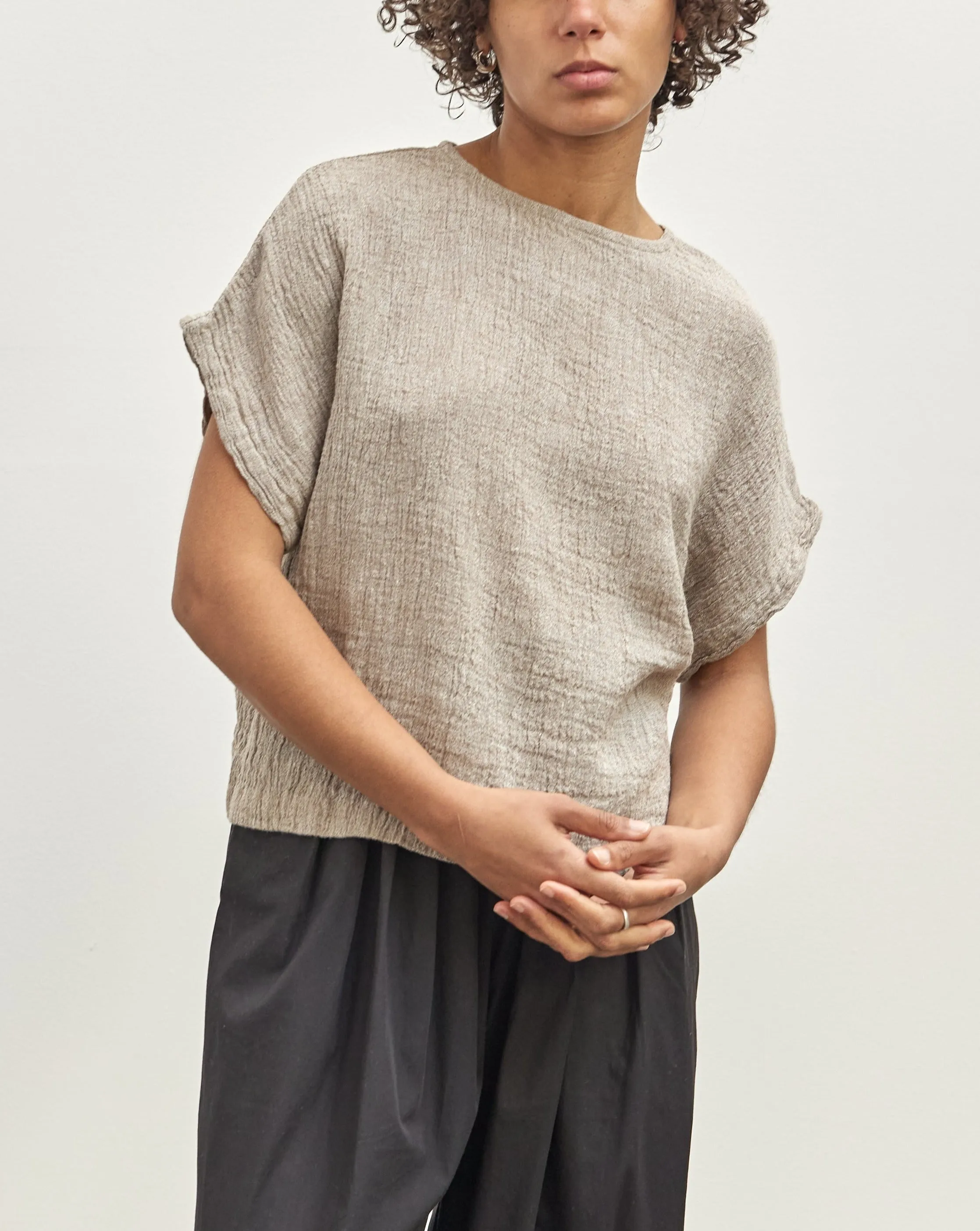 Black Crane Basic Crew Top, Ash