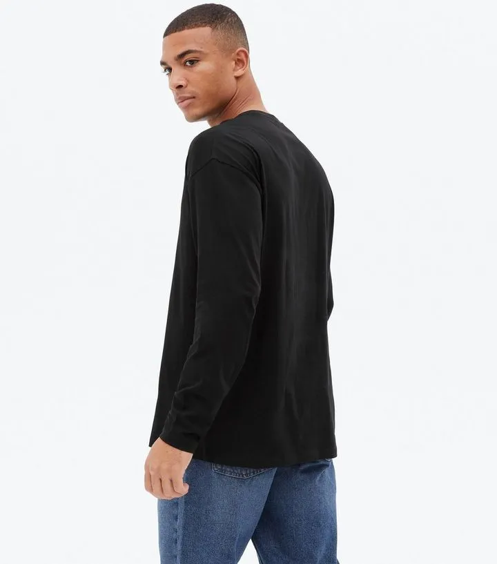 Black Crew Neck Long Sleeve Oversized T-Shirt