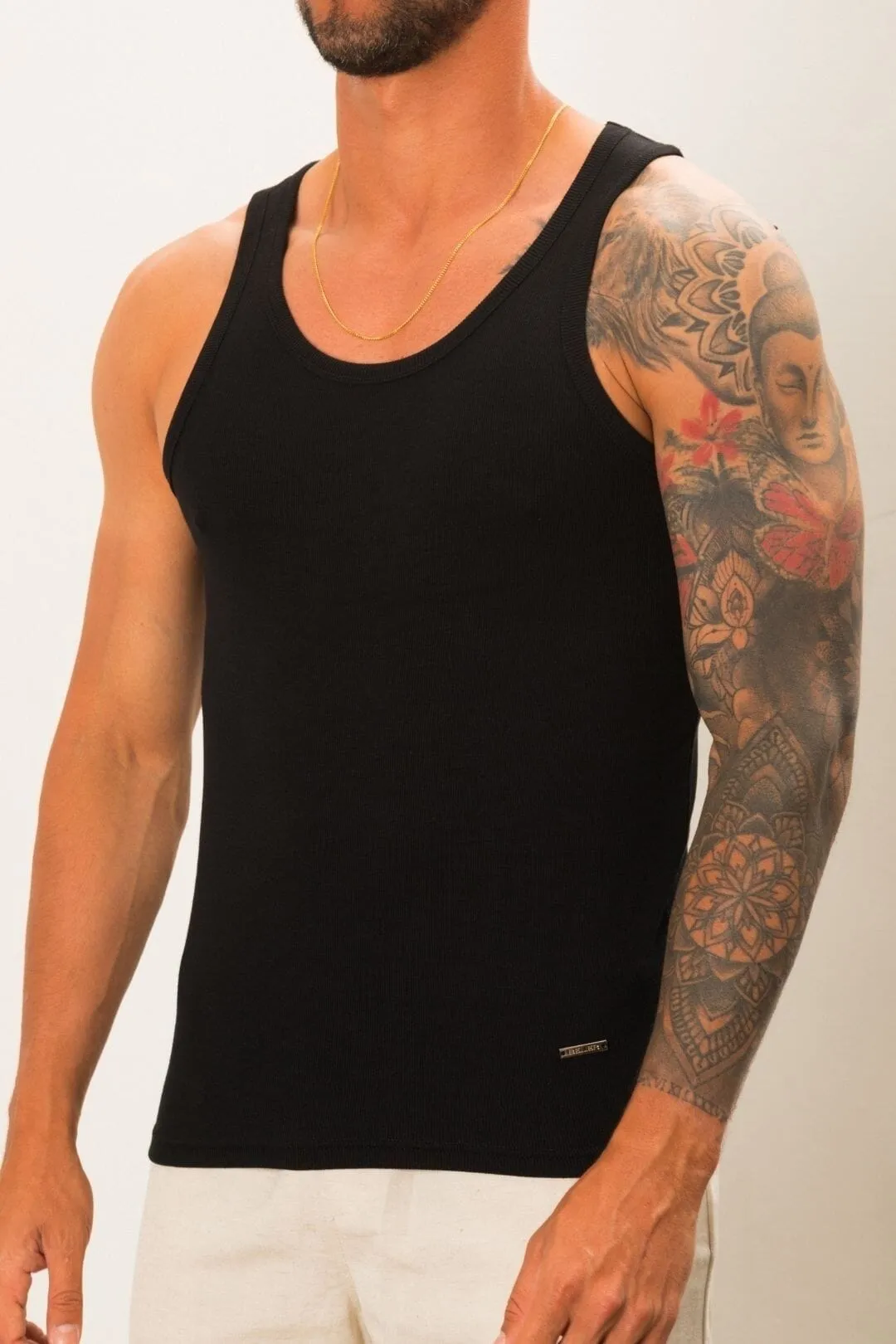 Black Ribbed Vest