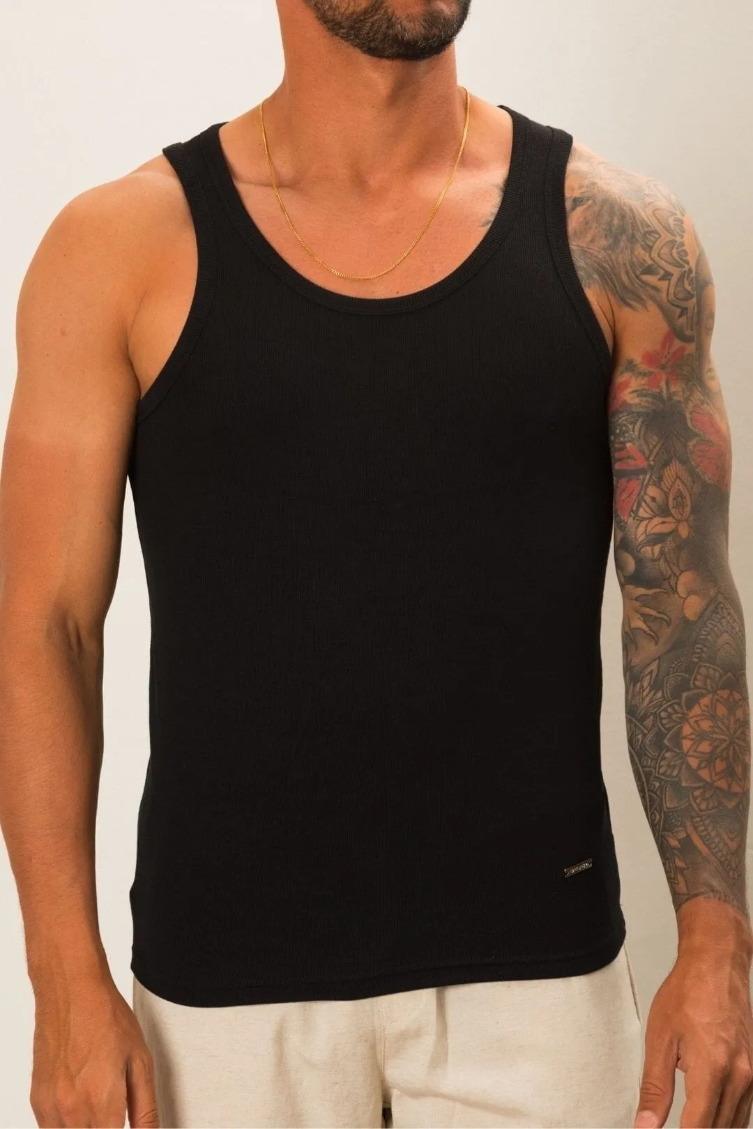 Black Ribbed Vest