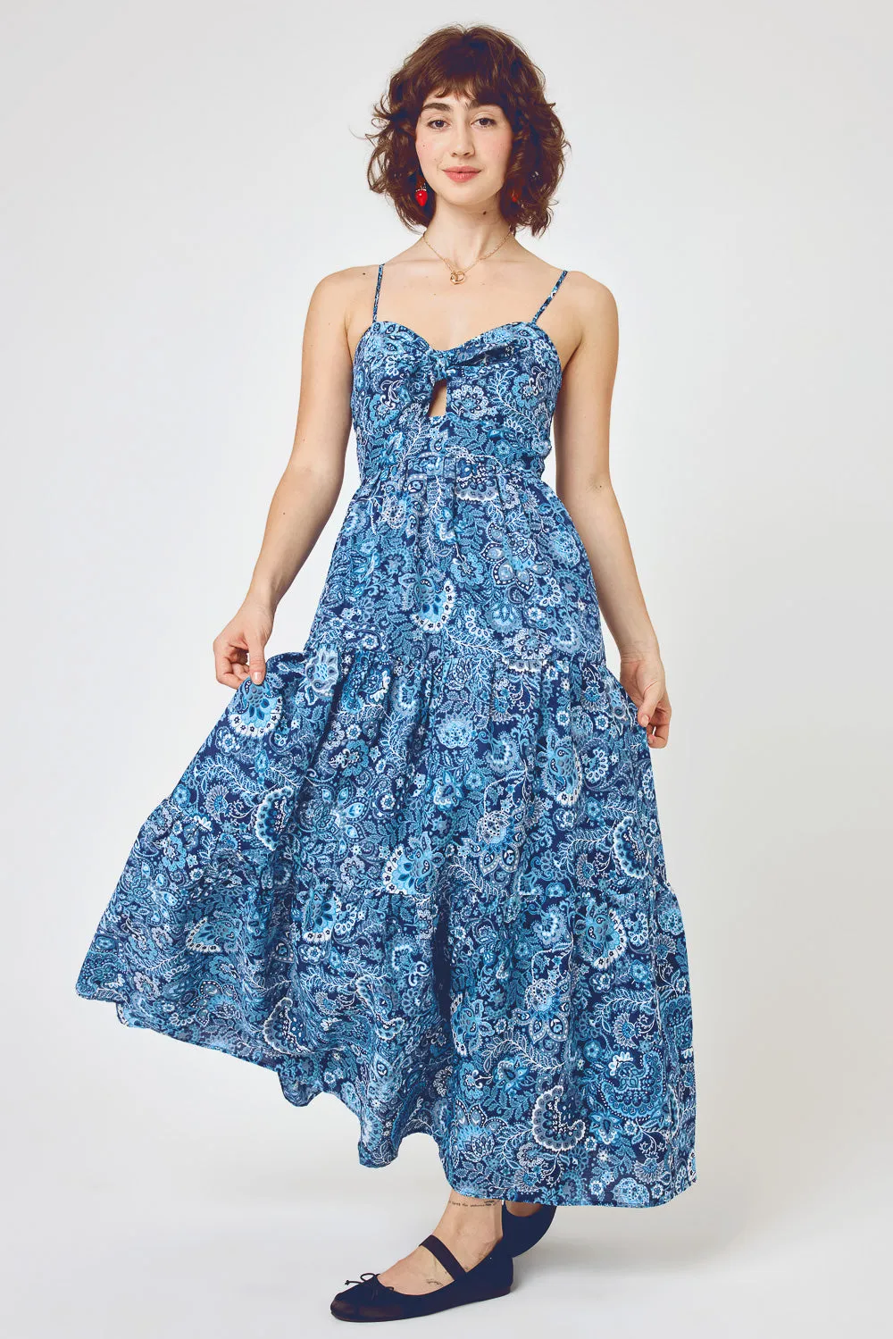 Blue Paisley Keyhole Maxi Cami Dress