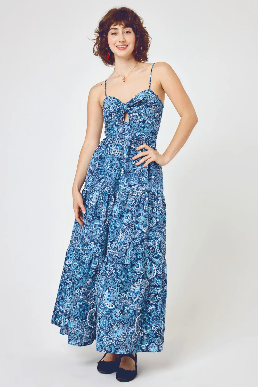 Blue Paisley Keyhole Maxi Cami Dress