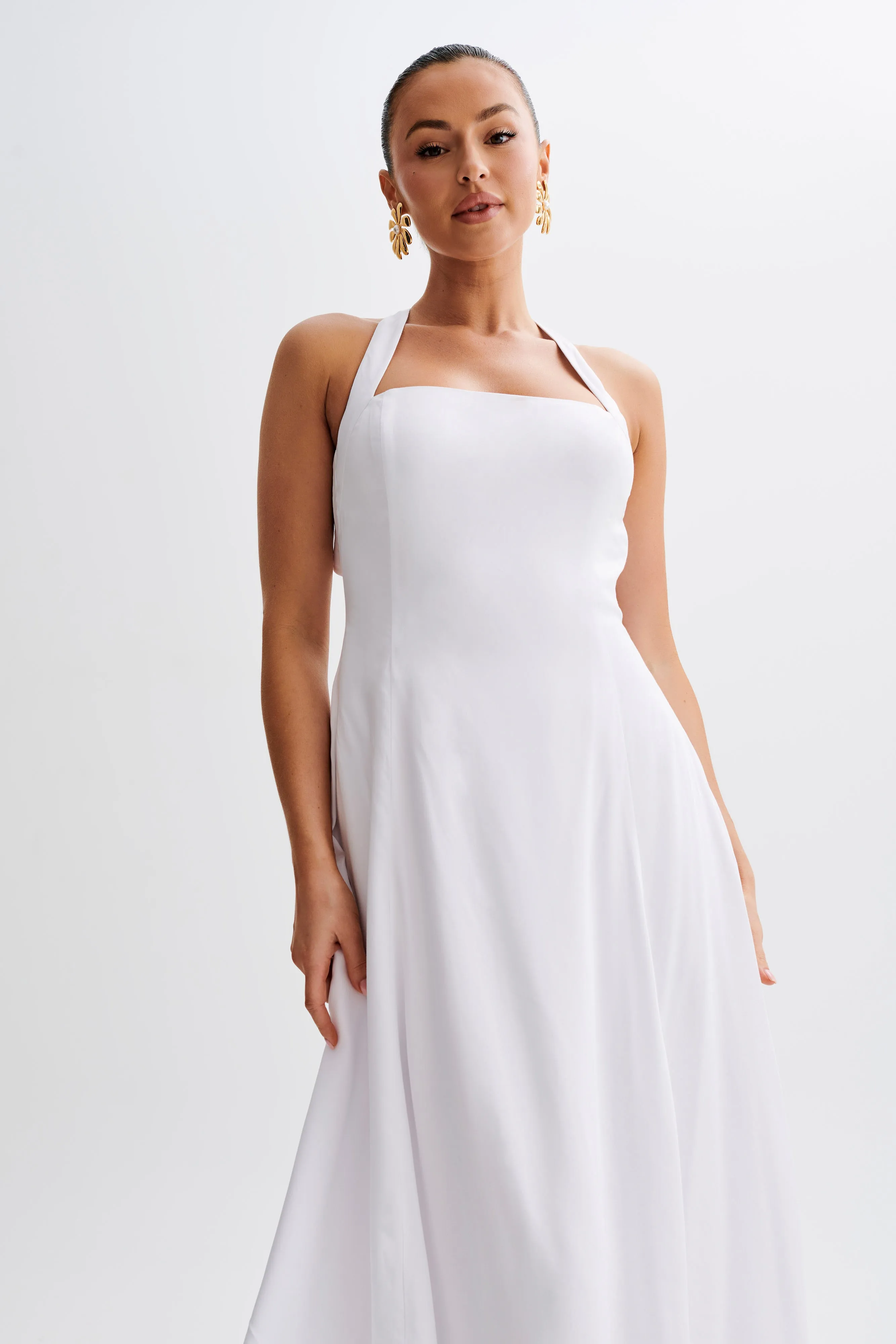 Carabella Cross Back Midi Dress - White