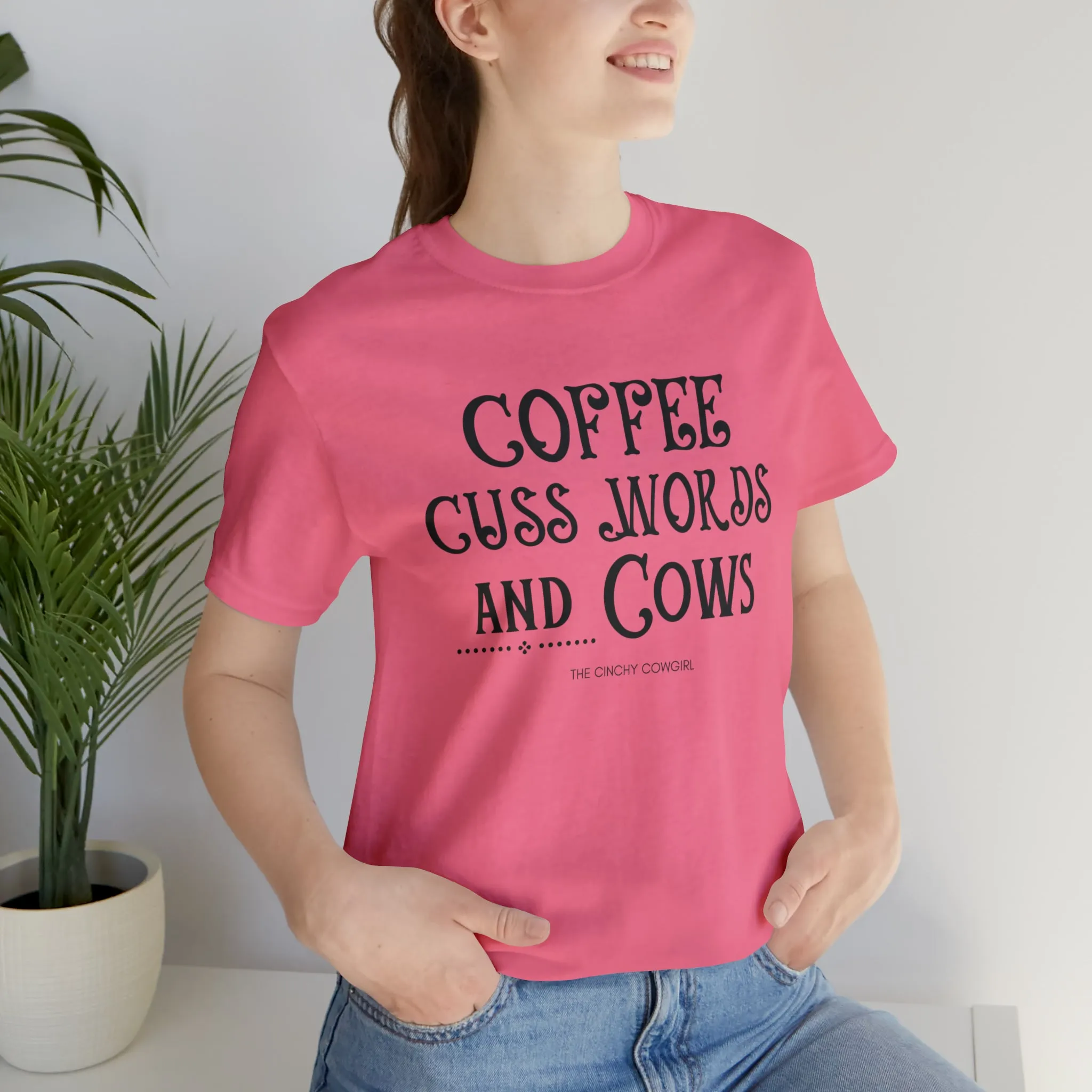 Coffee Cuss Words & Cows Short Sleeve Graphic Tee