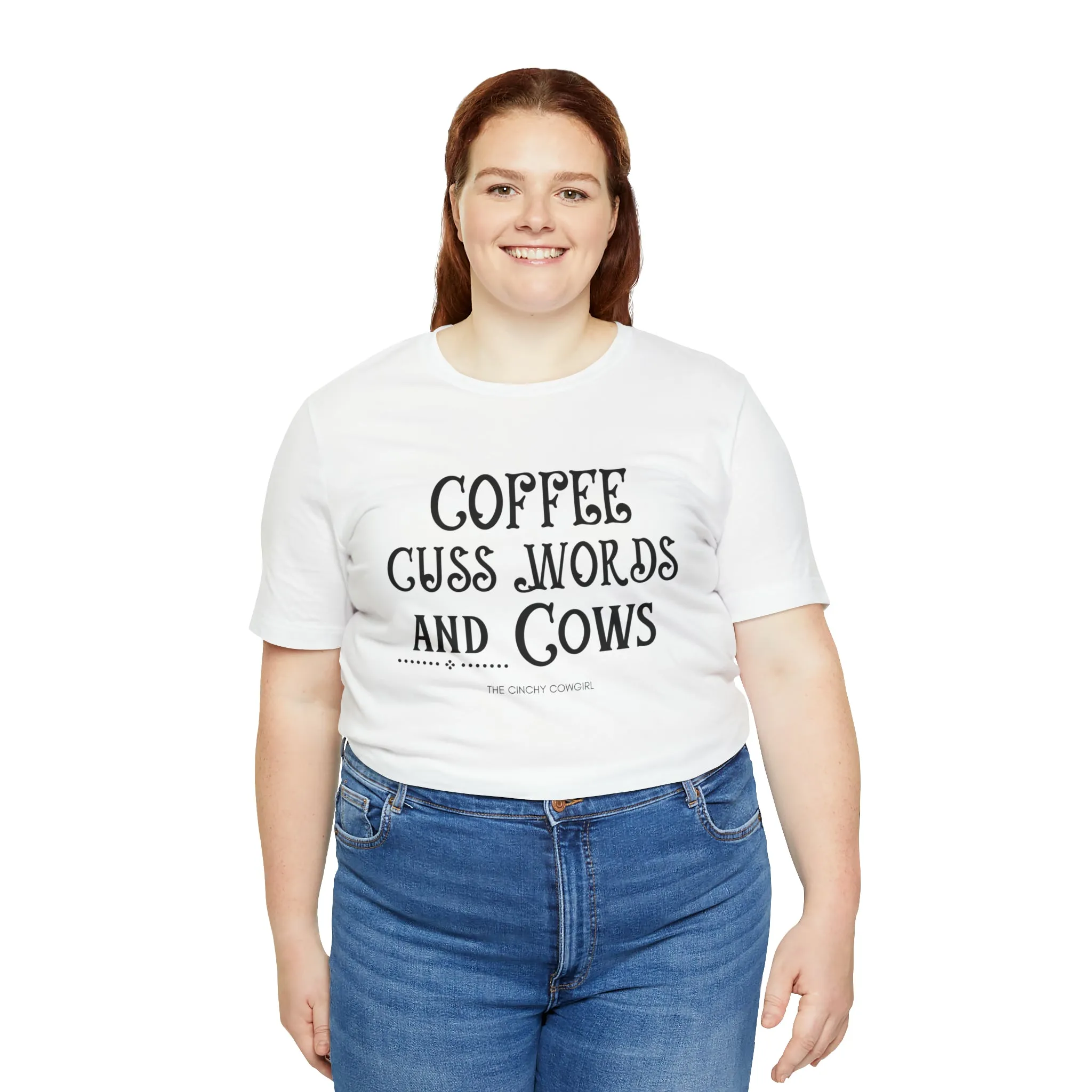 Coffee Cuss Words & Cows Short Sleeve Graphic Tee