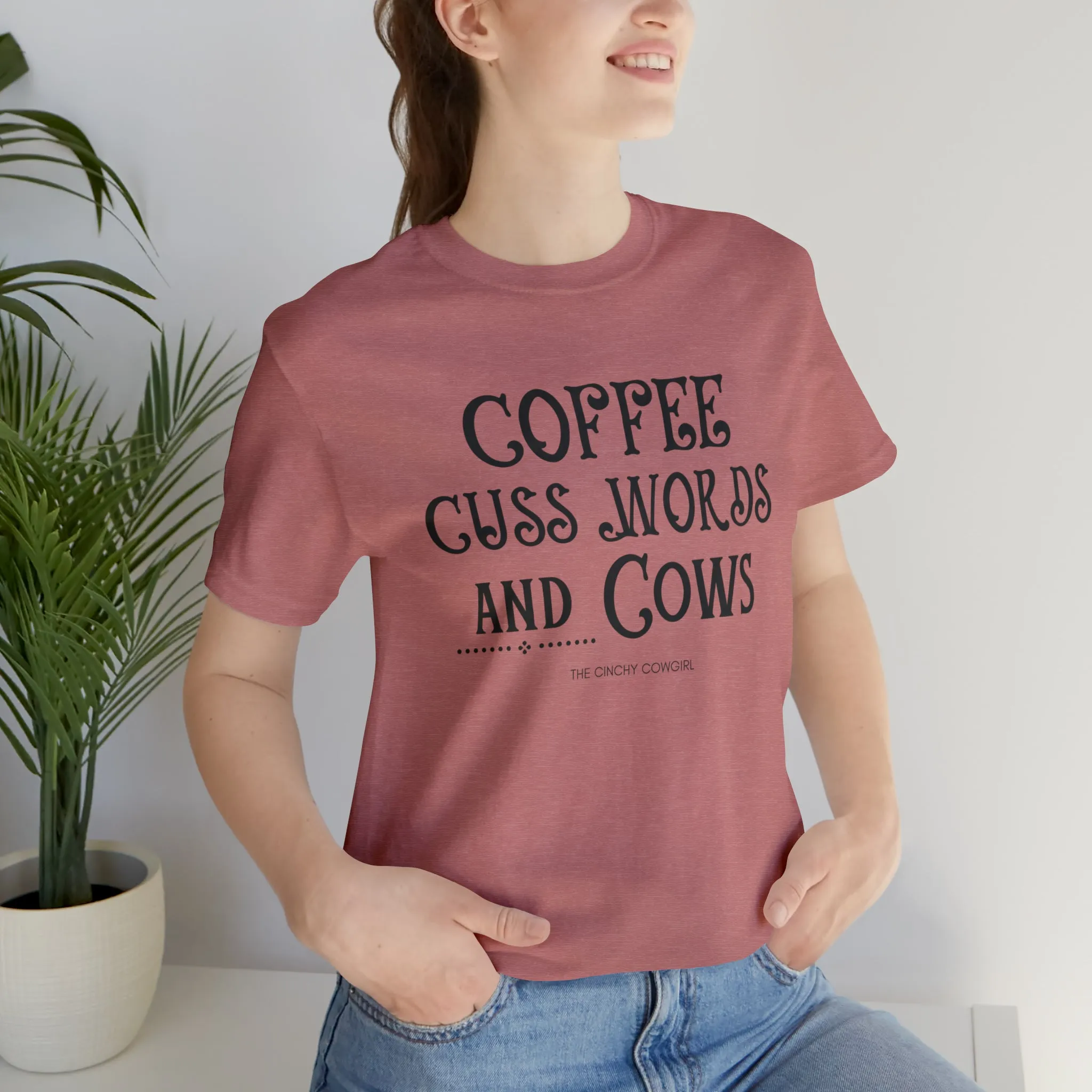 Coffee Cuss Words & Cows Short Sleeve Graphic Tee