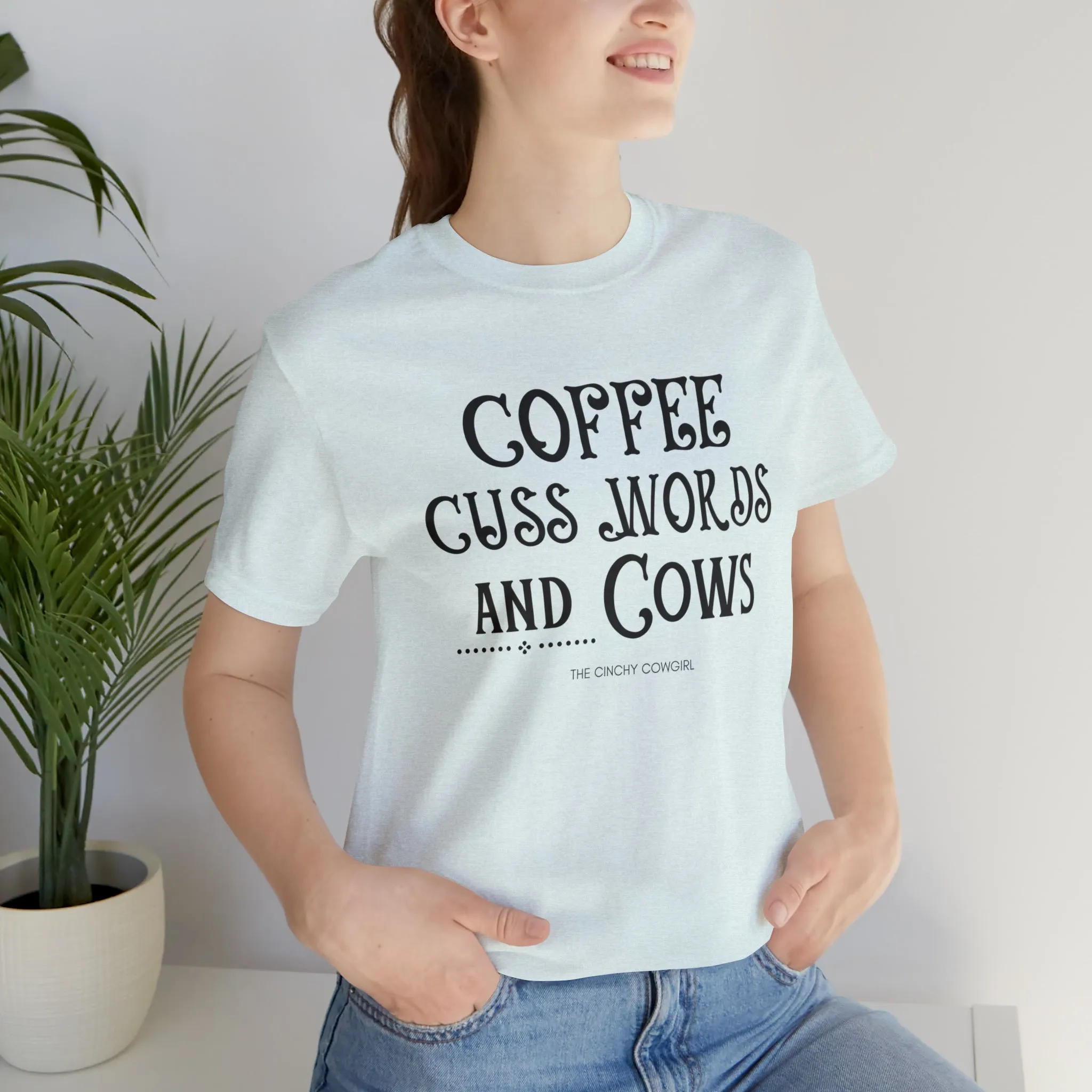 Coffee Cuss Words & Cows Short Sleeve Graphic Tee