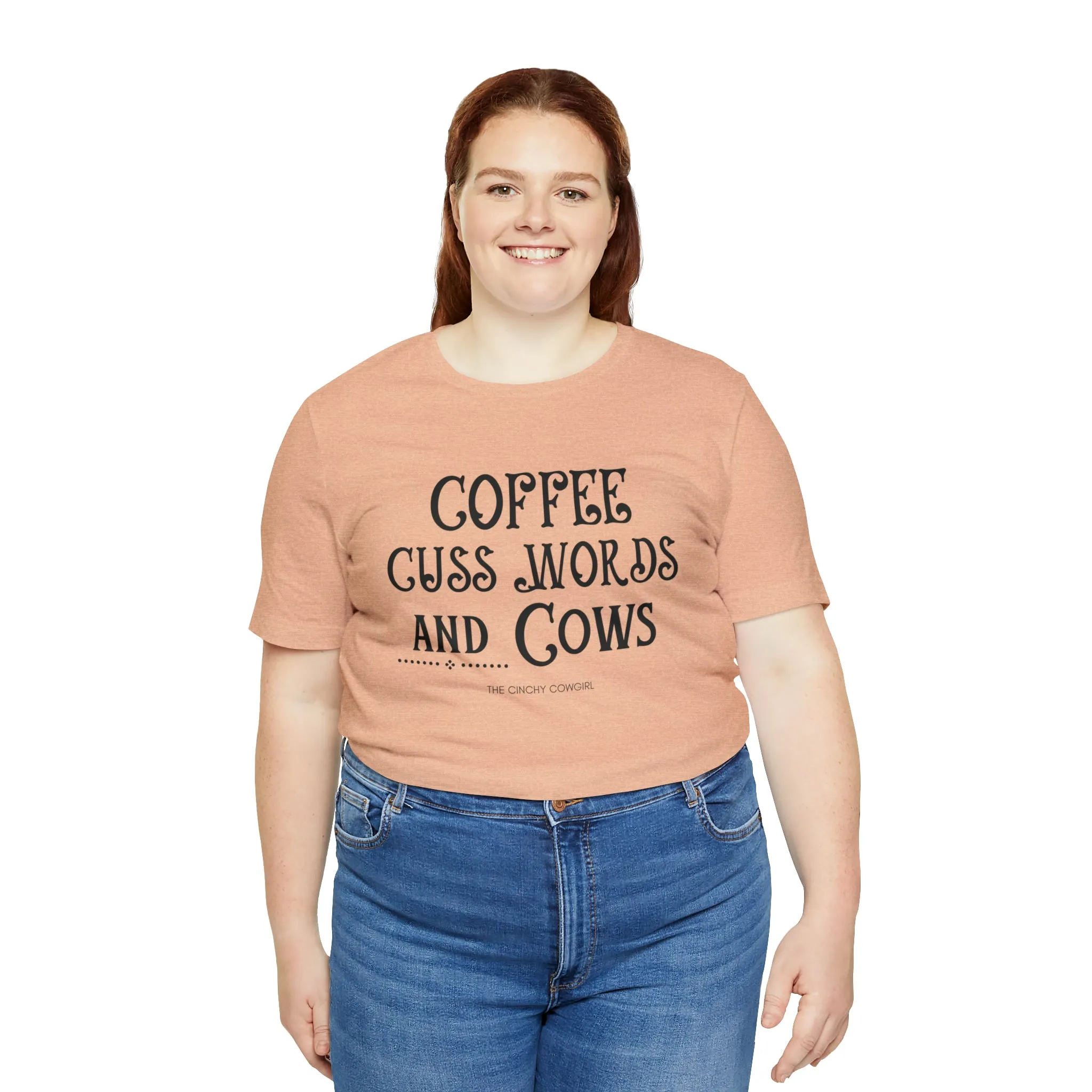 Coffee Cuss Words & Cows Short Sleeve Graphic Tee