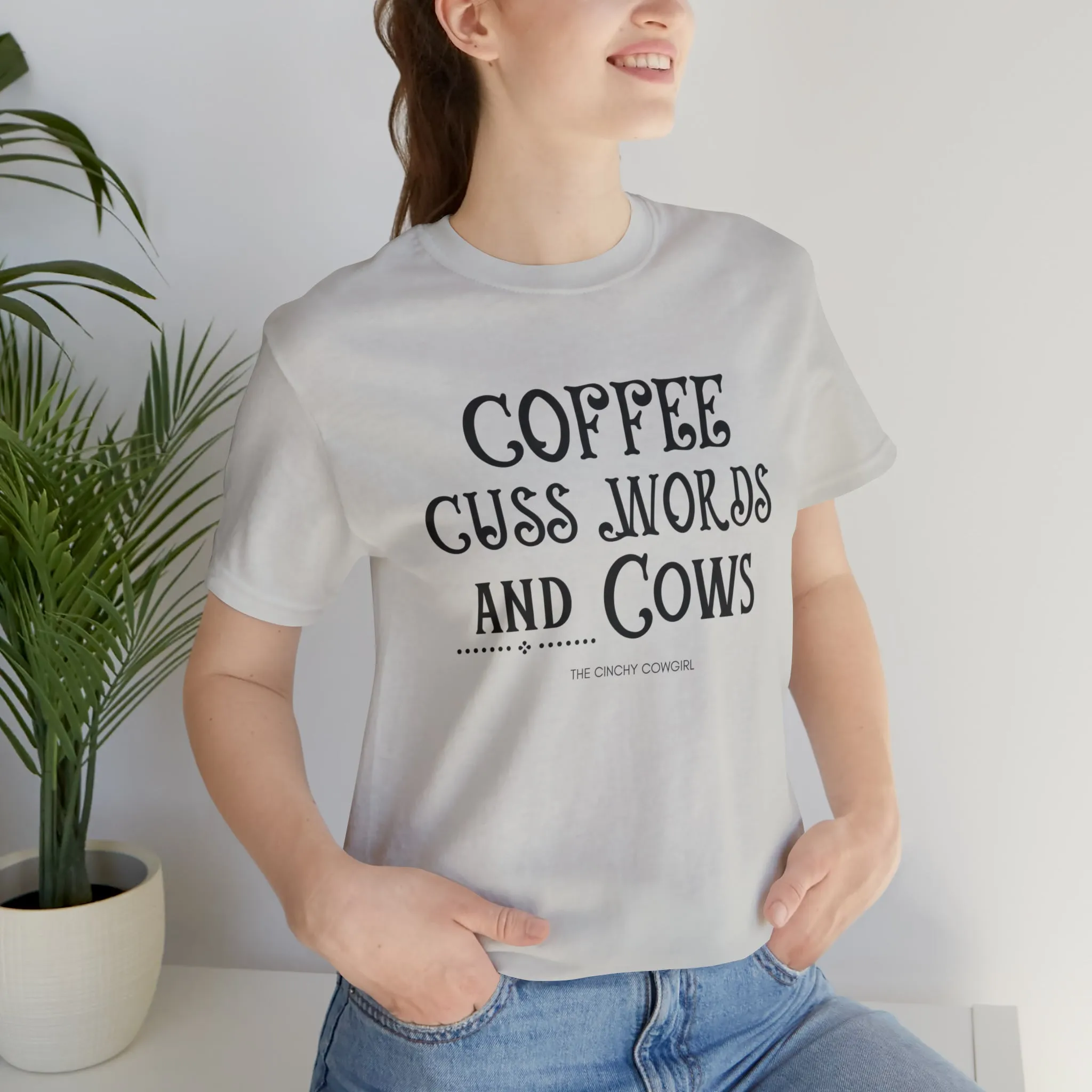 Coffee Cuss Words & Cows Short Sleeve Graphic Tee