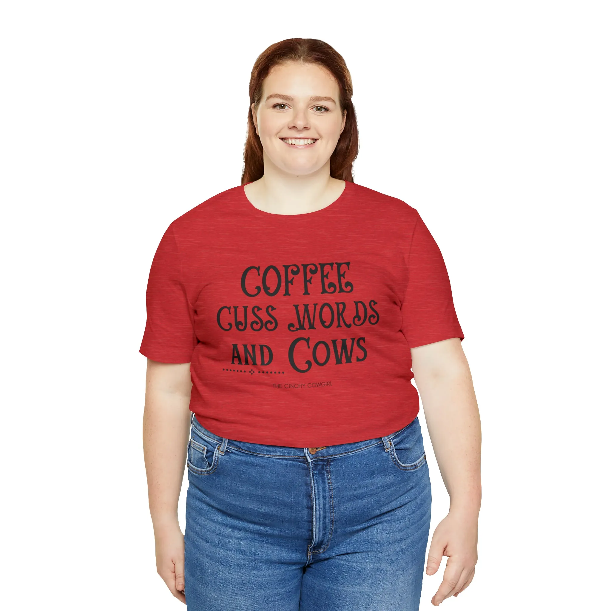 Coffee Cuss Words & Cows Short Sleeve Graphic Tee