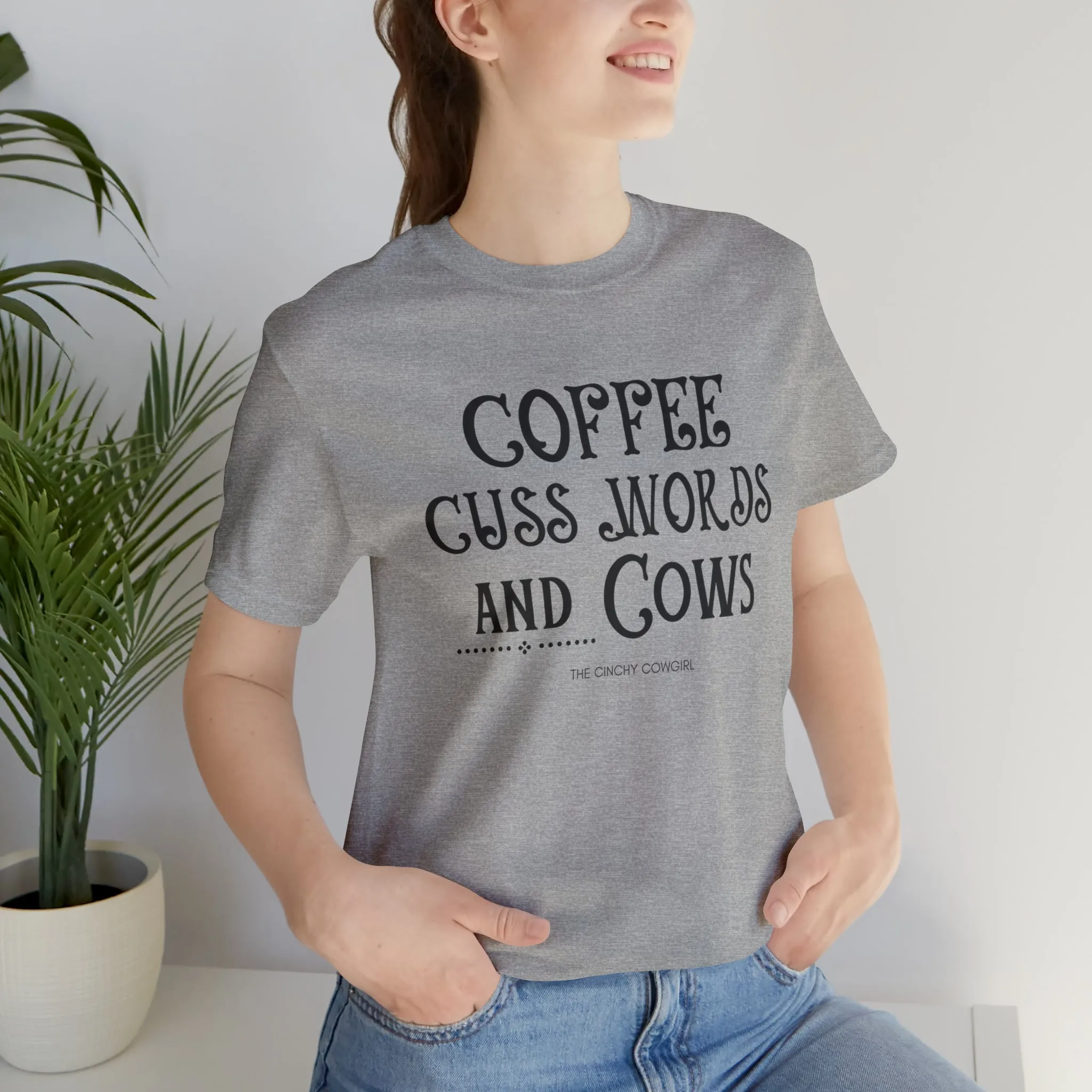 Coffee Cuss Words & Cows Short Sleeve Graphic Tee