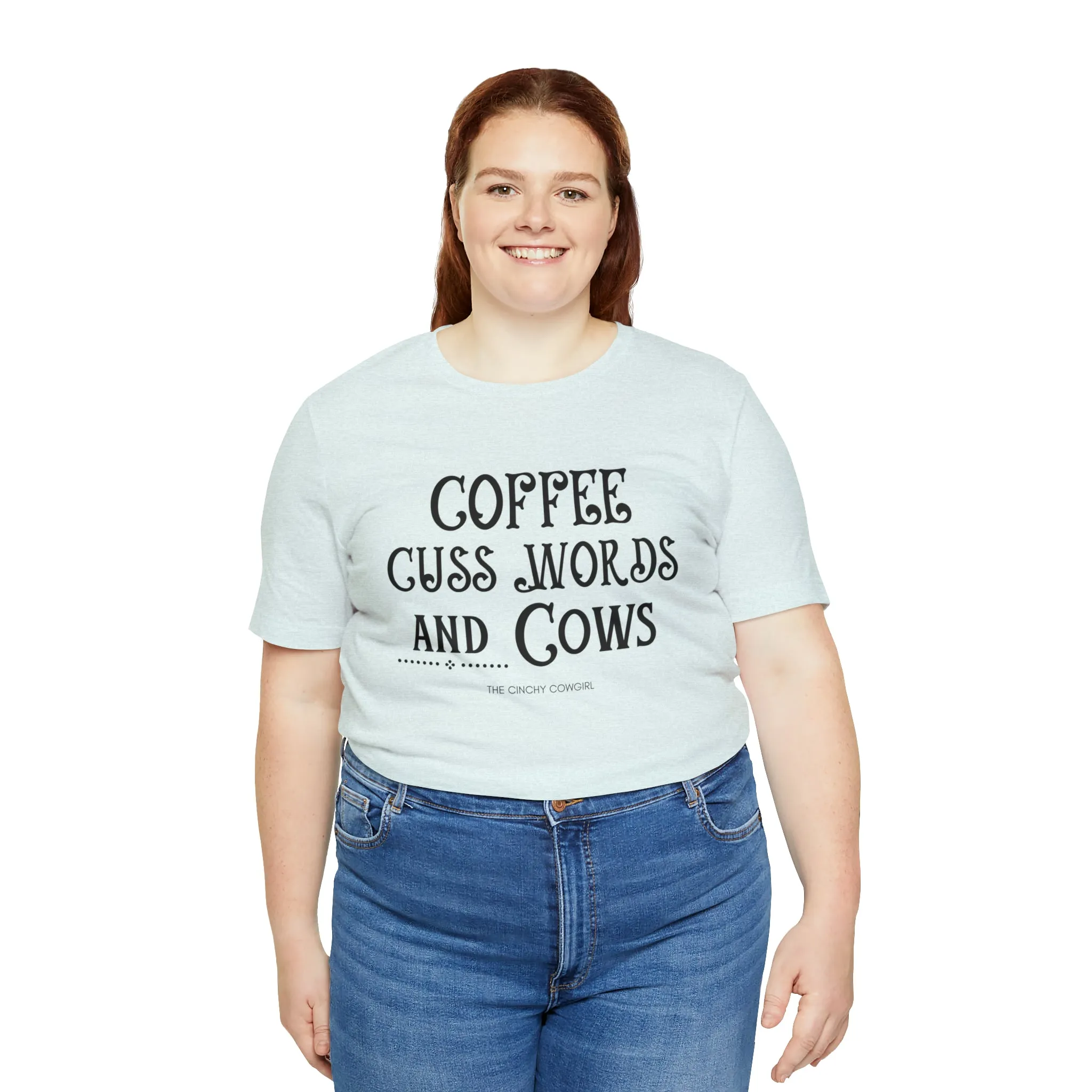 Coffee Cuss Words & Cows Short Sleeve Graphic Tee