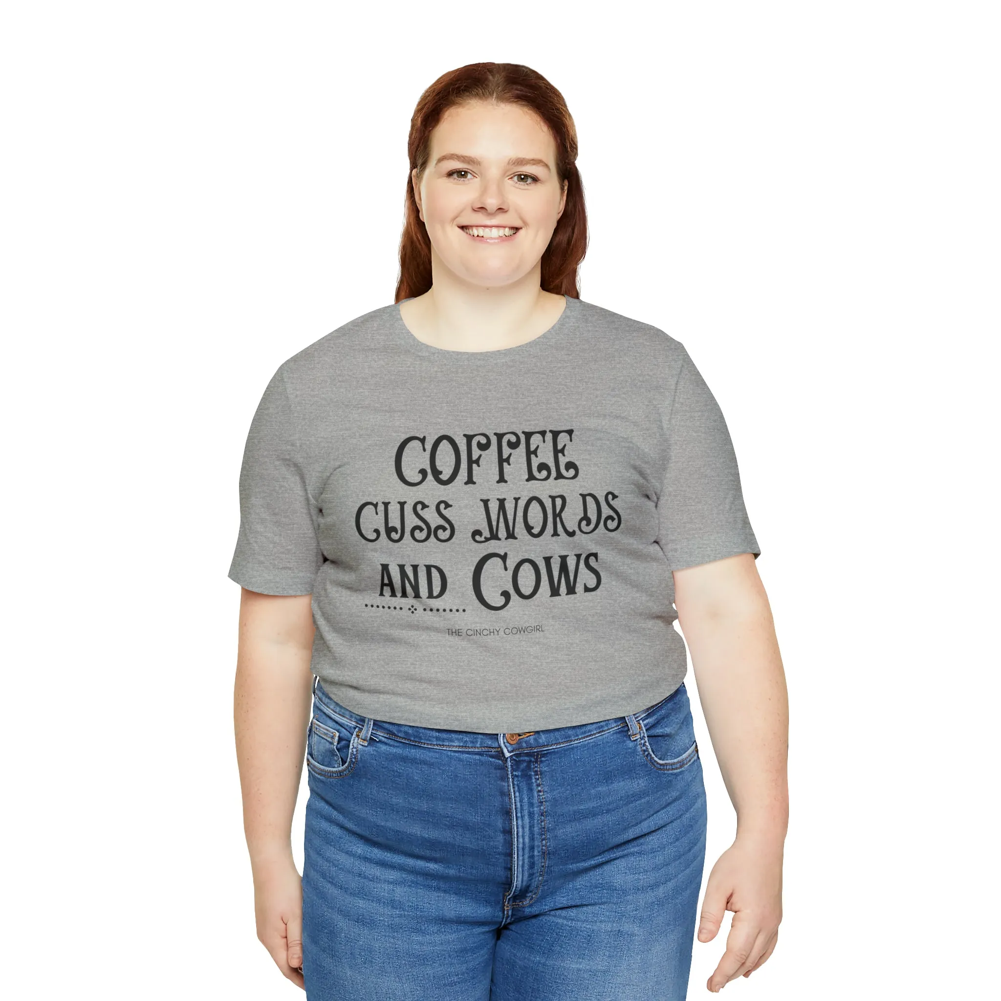 Coffee Cuss Words & Cows Short Sleeve Graphic Tee