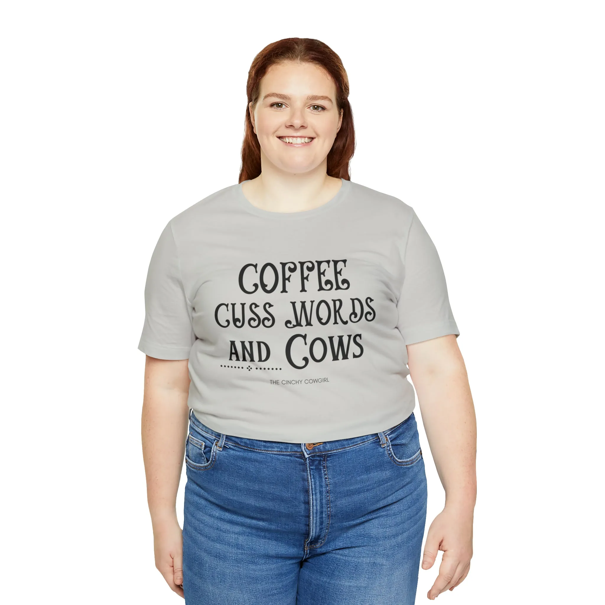 Coffee Cuss Words & Cows Short Sleeve Graphic Tee