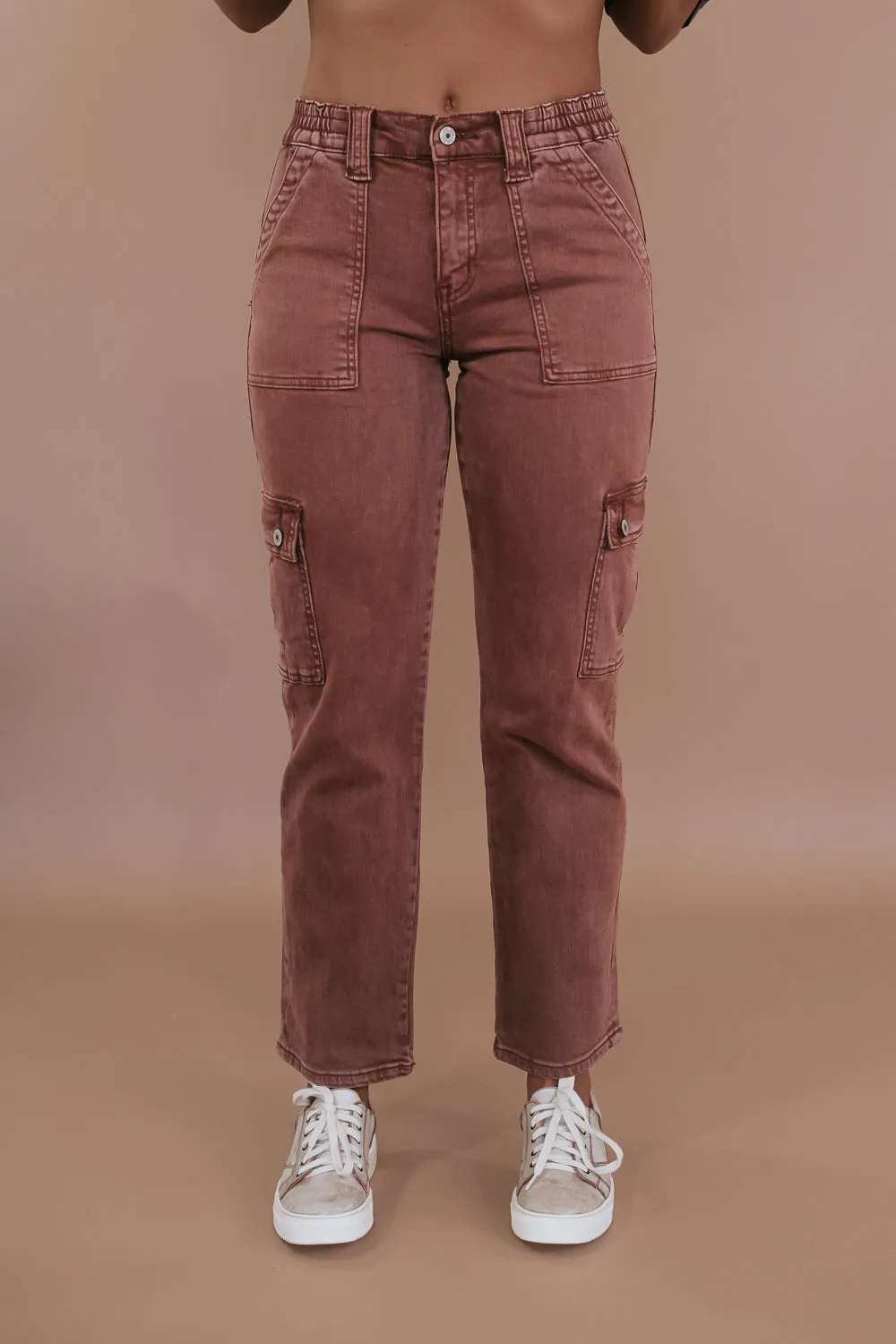 Collin Cargo Denim, Red Brick Vervet