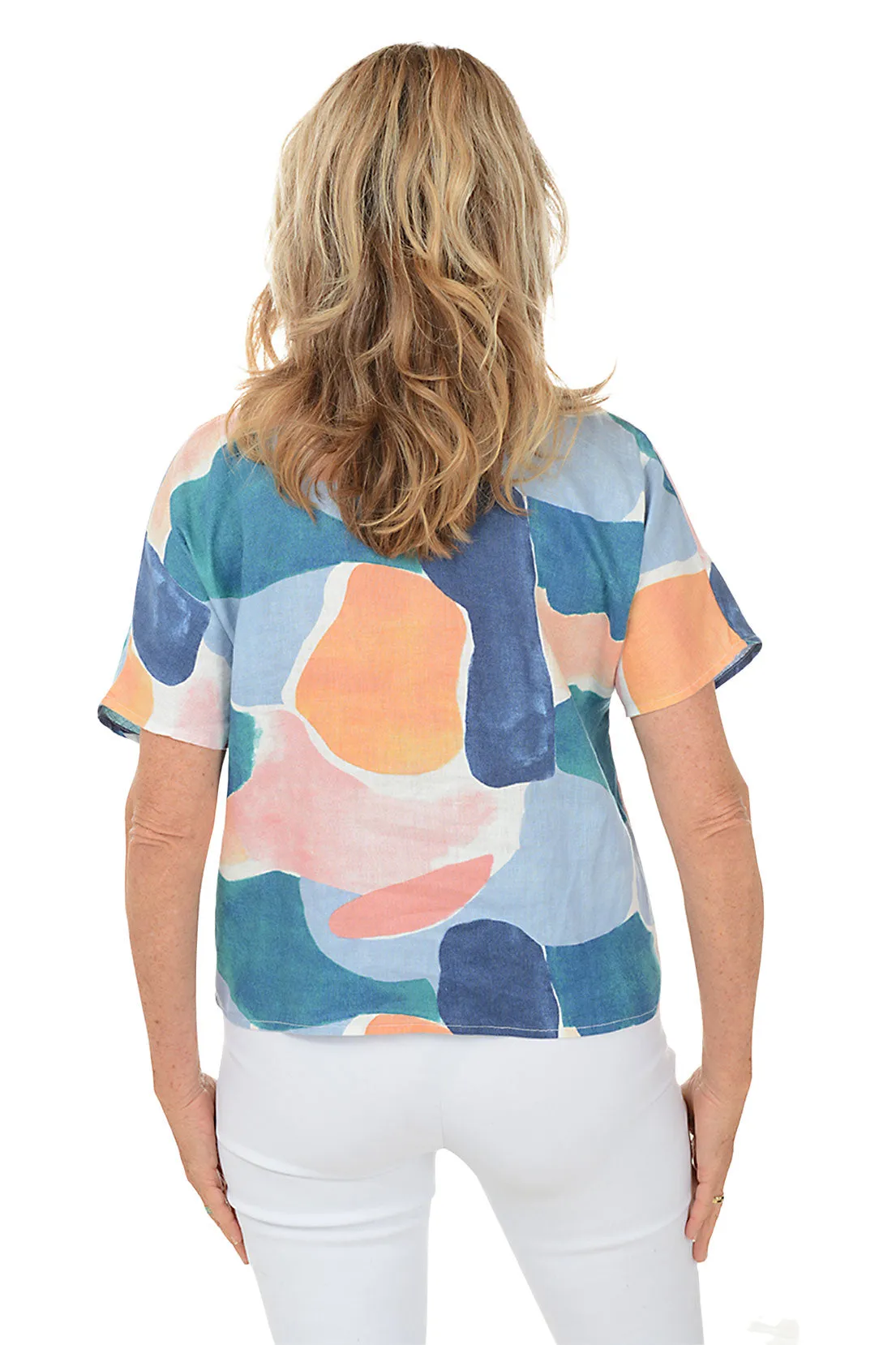 Curved Shapes Boxy Linen Top