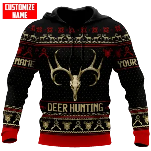 Custom Name Deer Hunting Hoodie For Christmas Xmas Gift For Hunter