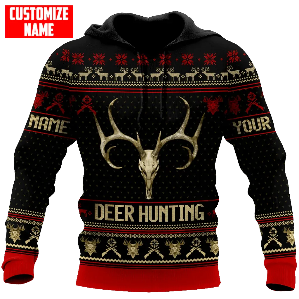 Custom Name Deer Hunting Hoodie For Christmas Xmas Gift For Hunter