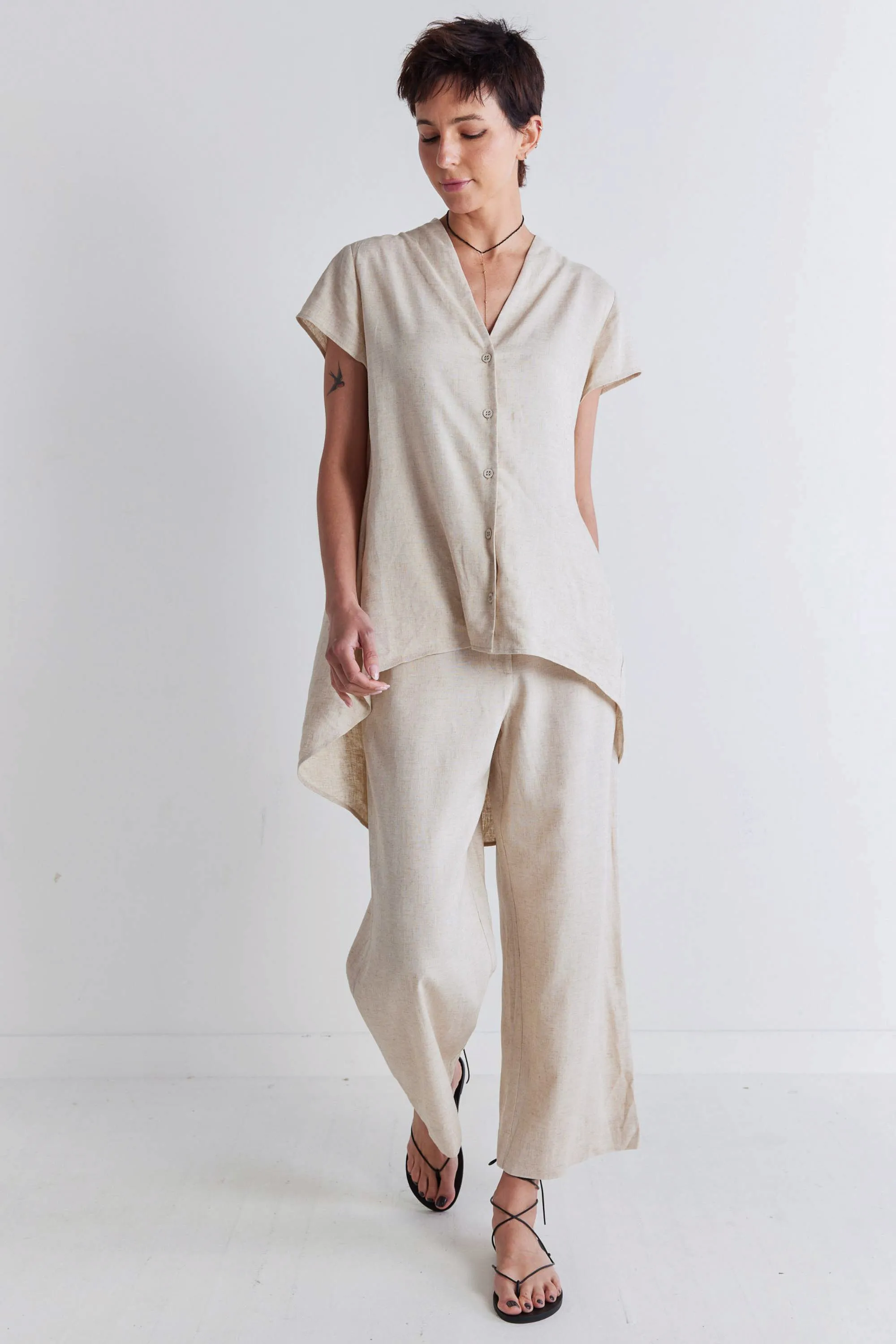 Daylight Linen High Low Blouse