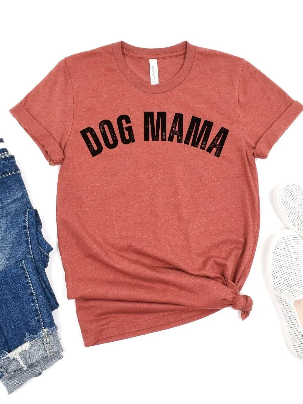 Dog Mama Rustic Women's Jersey Short Sleeve Graphic Tee - 12 Colors