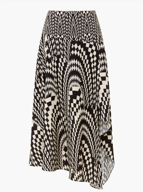 French Connection Fern Arie Asymmetrical Skirt - Cream/Black