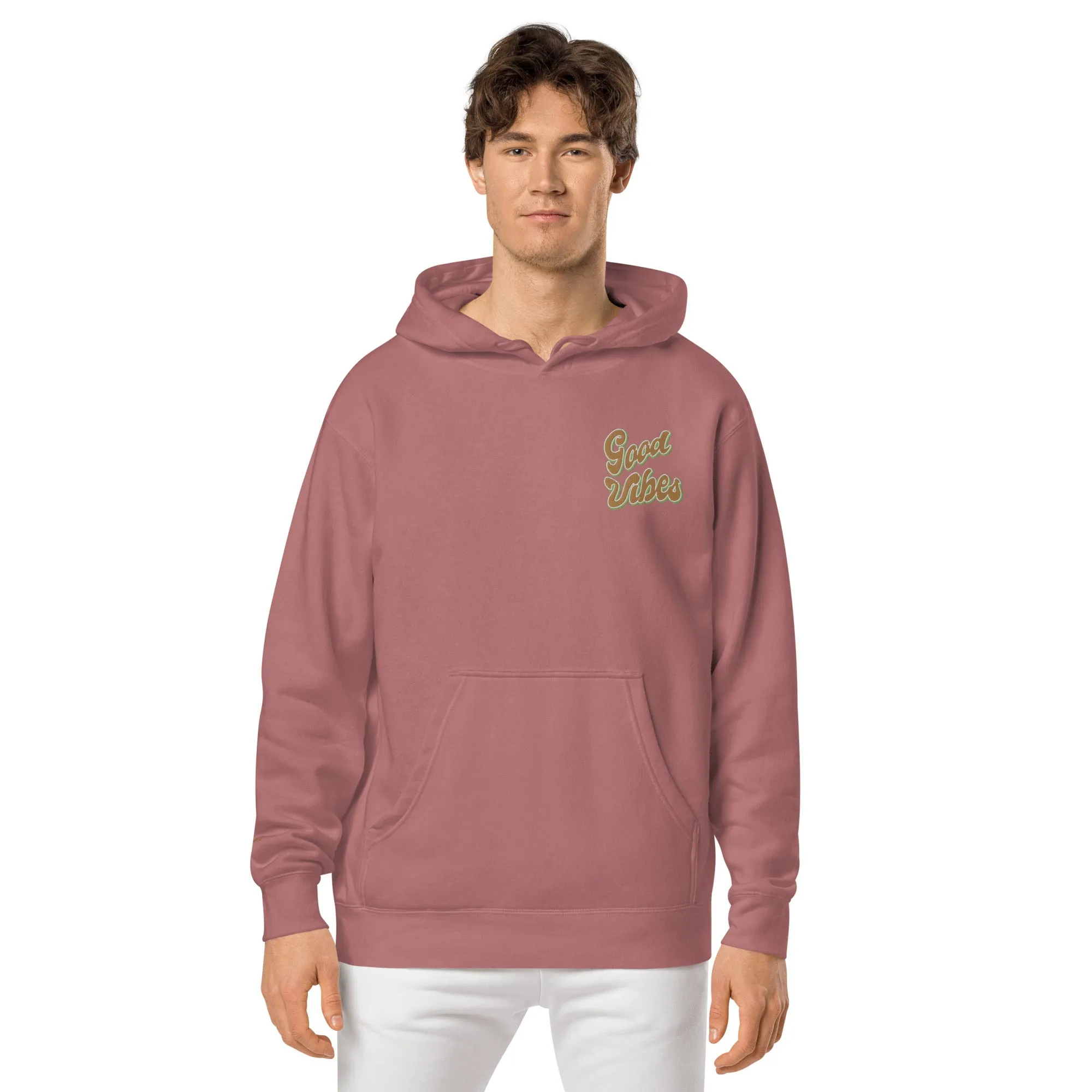 Good Vibes Retro Design Unisex Pigment-Dyed Hoodie