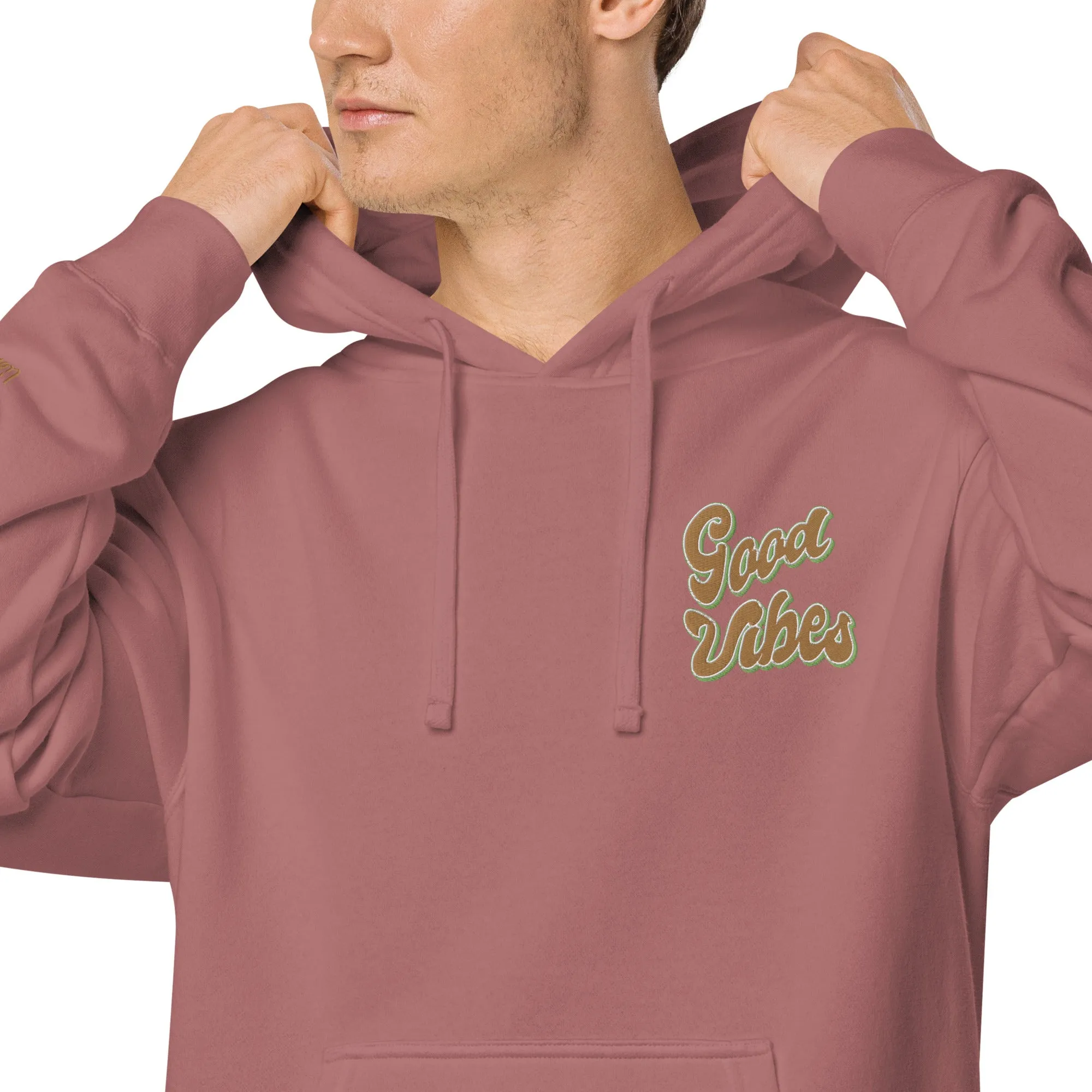 Good Vibes Retro Design Unisex Pigment-Dyed Hoodie