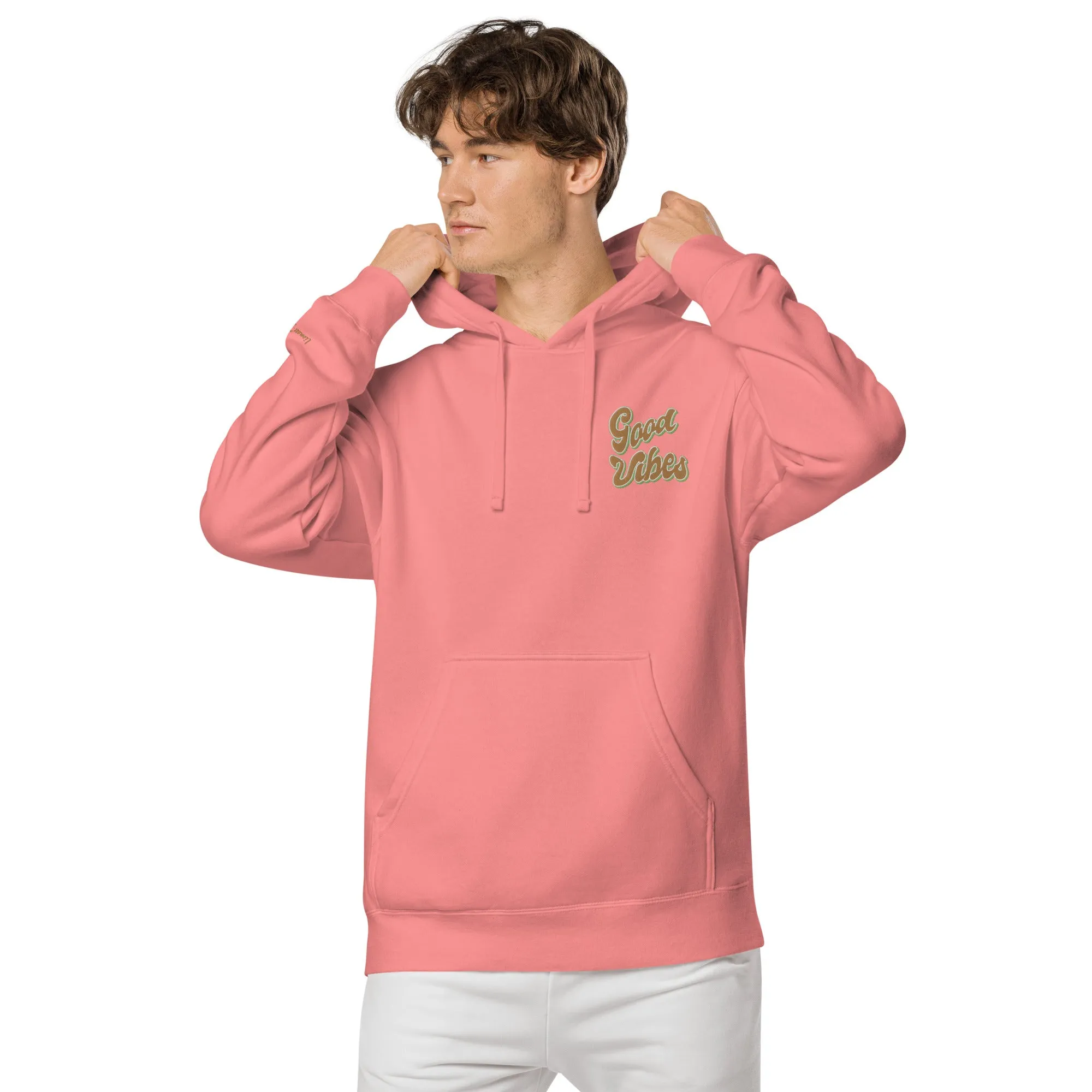 Good Vibes Retro Design Unisex Pigment-Dyed Hoodie