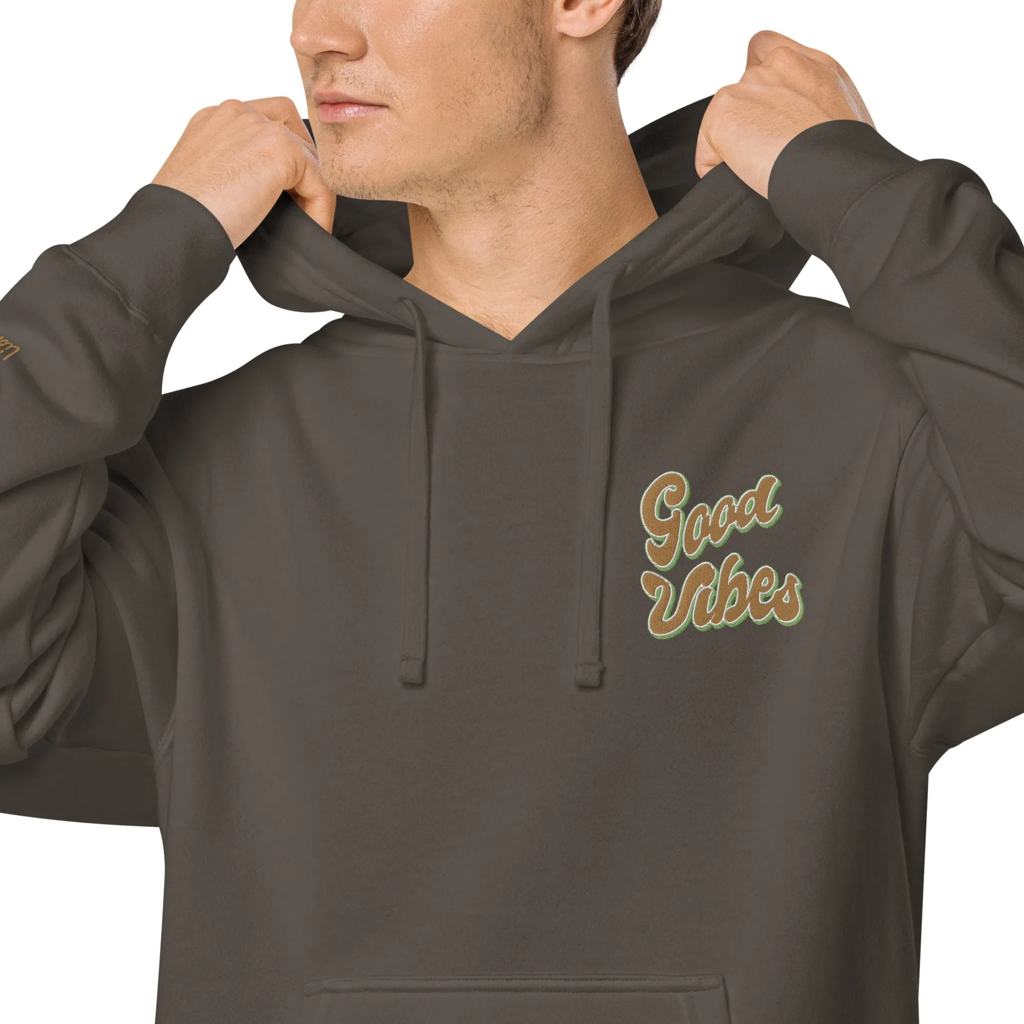 Good Vibes Retro Design Unisex Pigment-Dyed Hoodie