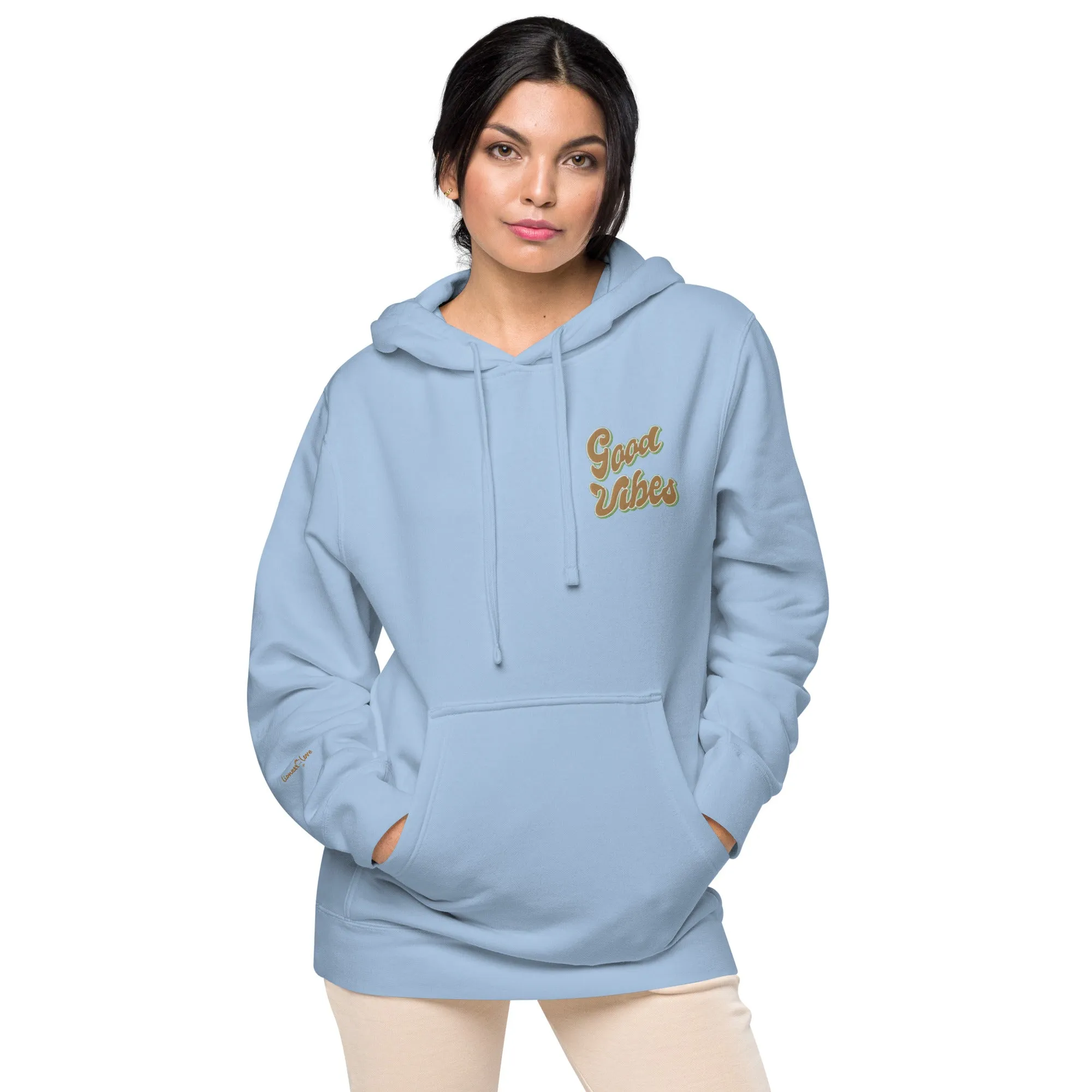 Good Vibes Retro Design Unisex Pigment-Dyed Hoodie