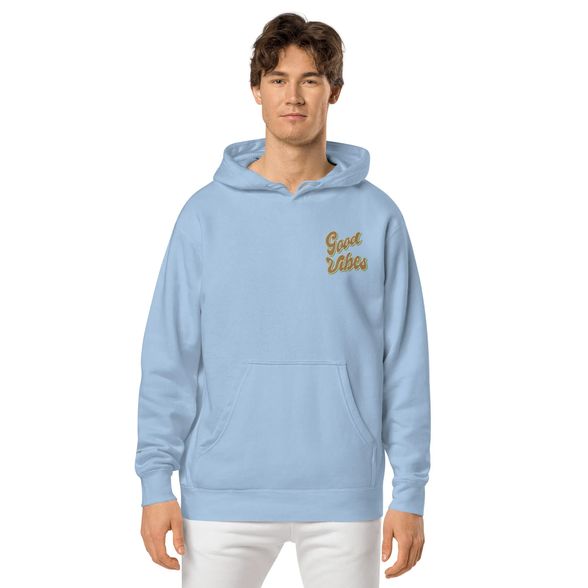 Good Vibes Retro Design Unisex Pigment-Dyed Hoodie