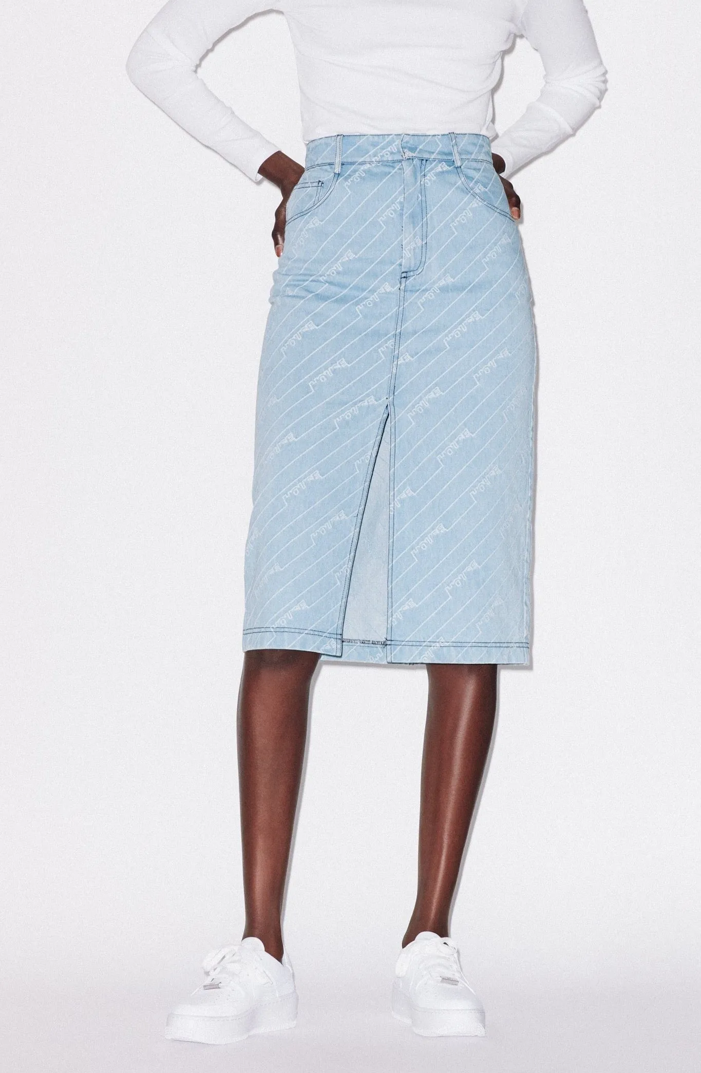 House of Holland Monogram Denim Skirt