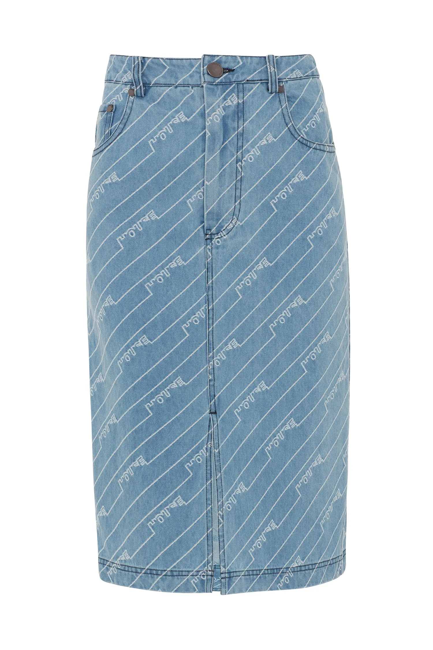 House of Holland Monogram Denim Skirt