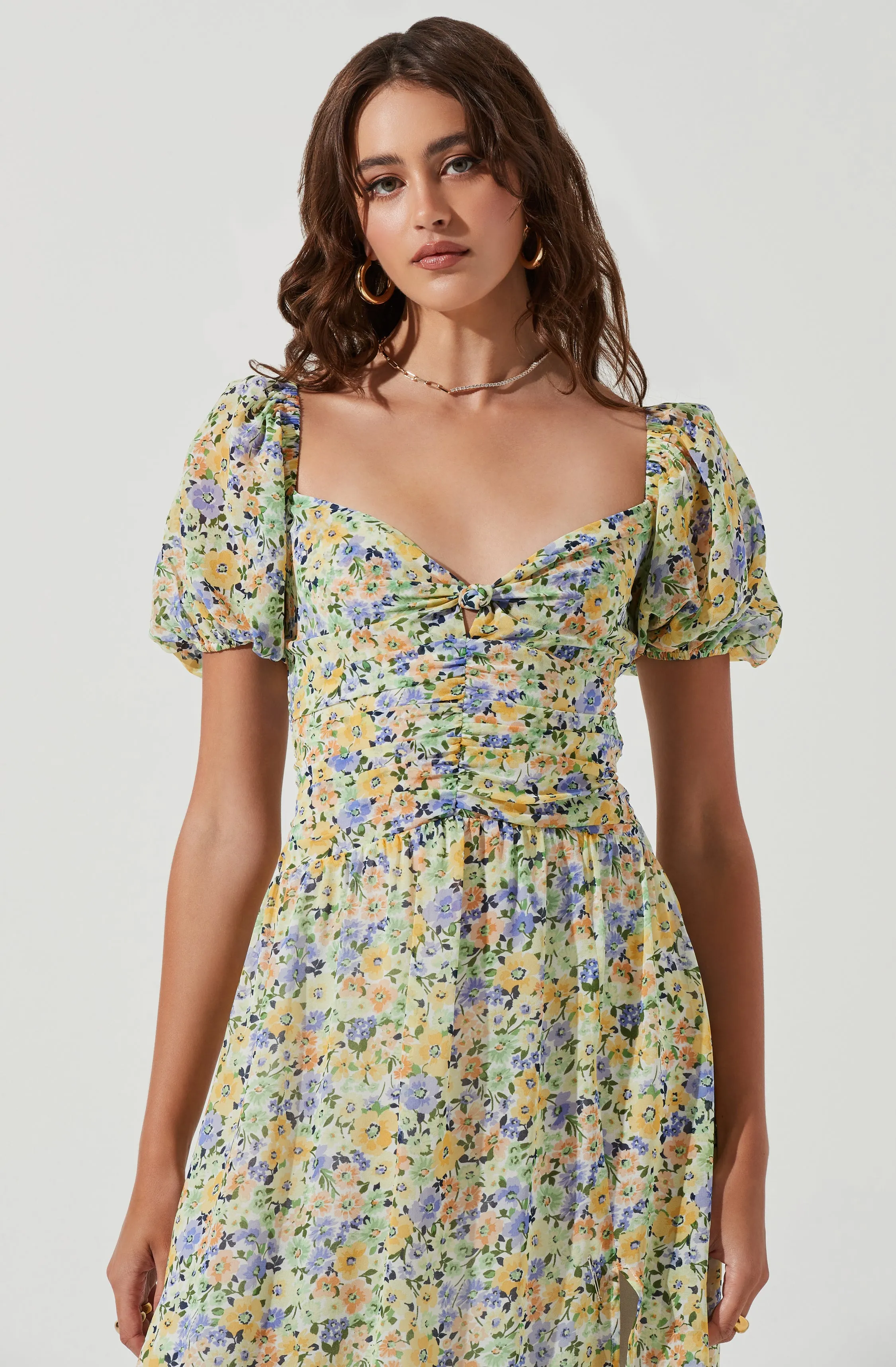 Irma Floral Puff Sleeve Midi Dress