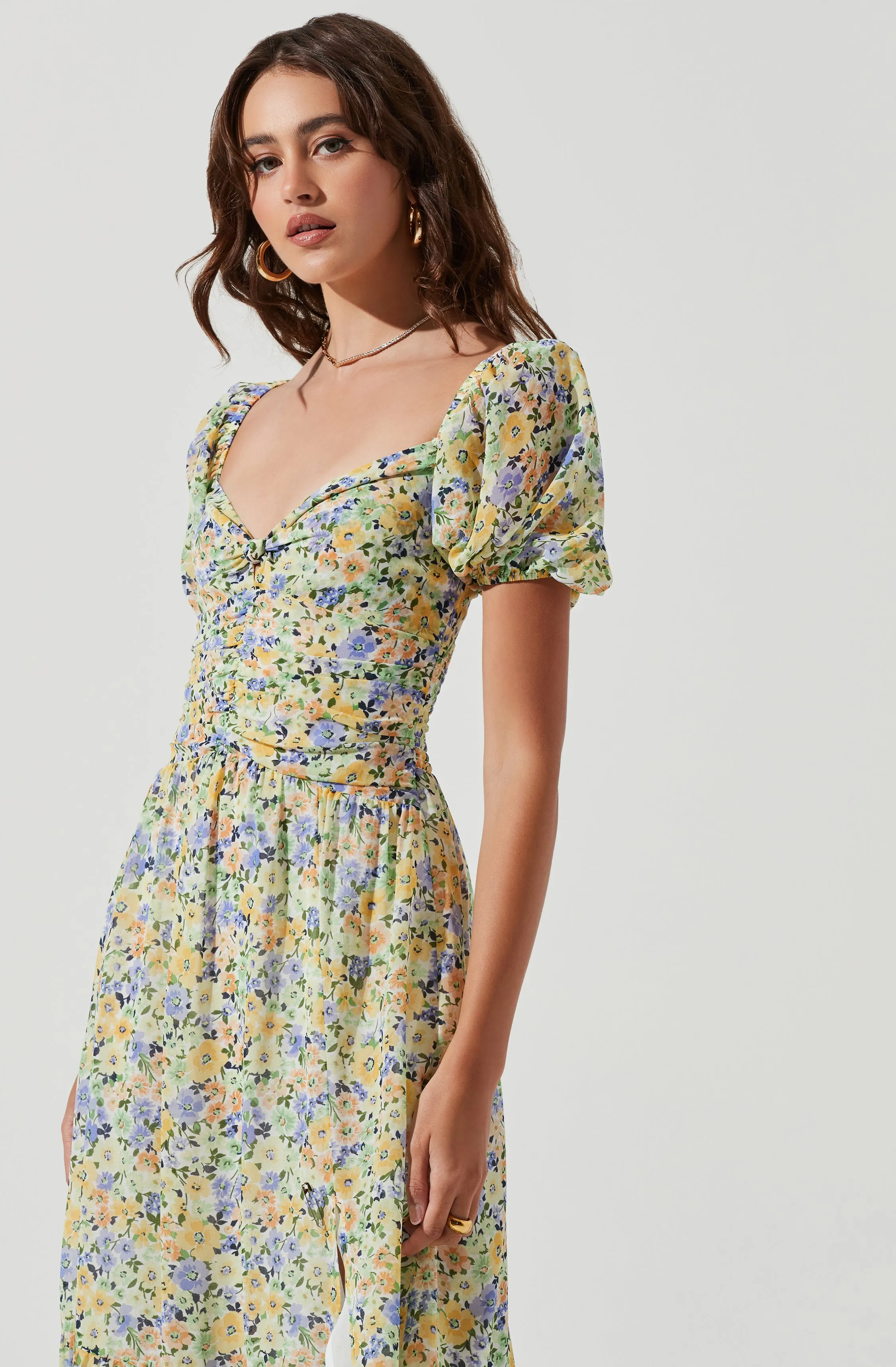 Irma Floral Puff Sleeve Midi Dress