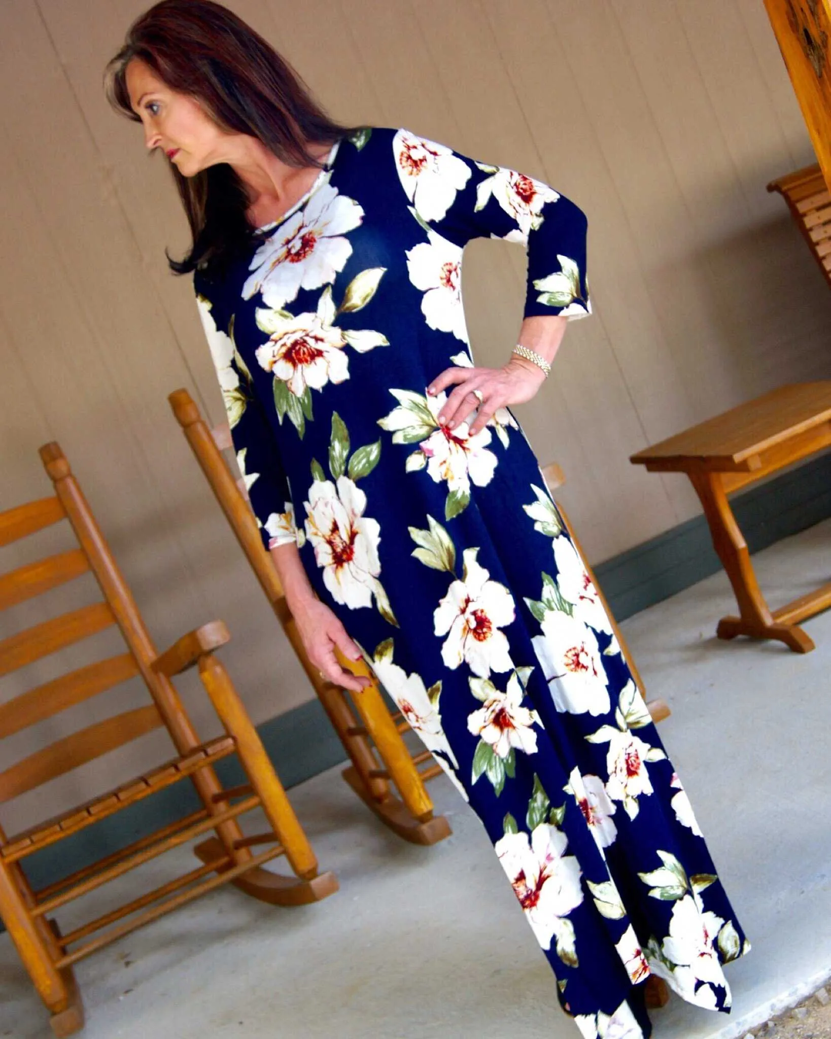 Its Autumn Navy Floral Maxi Side Pocket