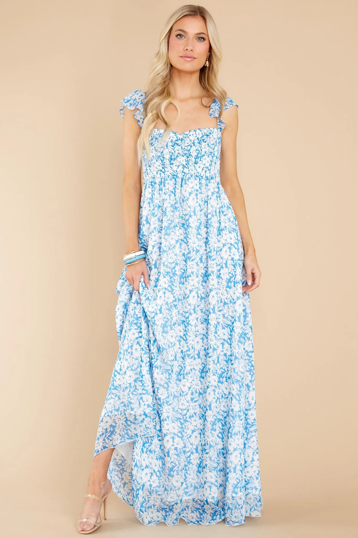 Let's Make Memories Blue Floral Print Maxi Dress